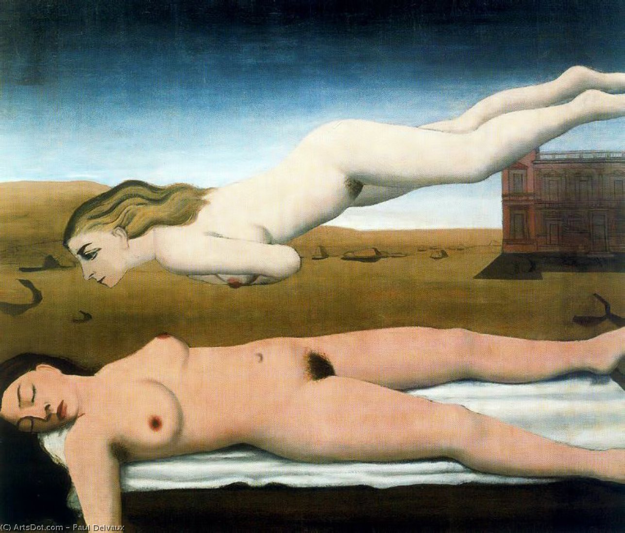 Order Paintings Reproductions Sleep1 by Paul Delvaux (Inspired By) (1897-1994, Belgium) | ArtsDot.com