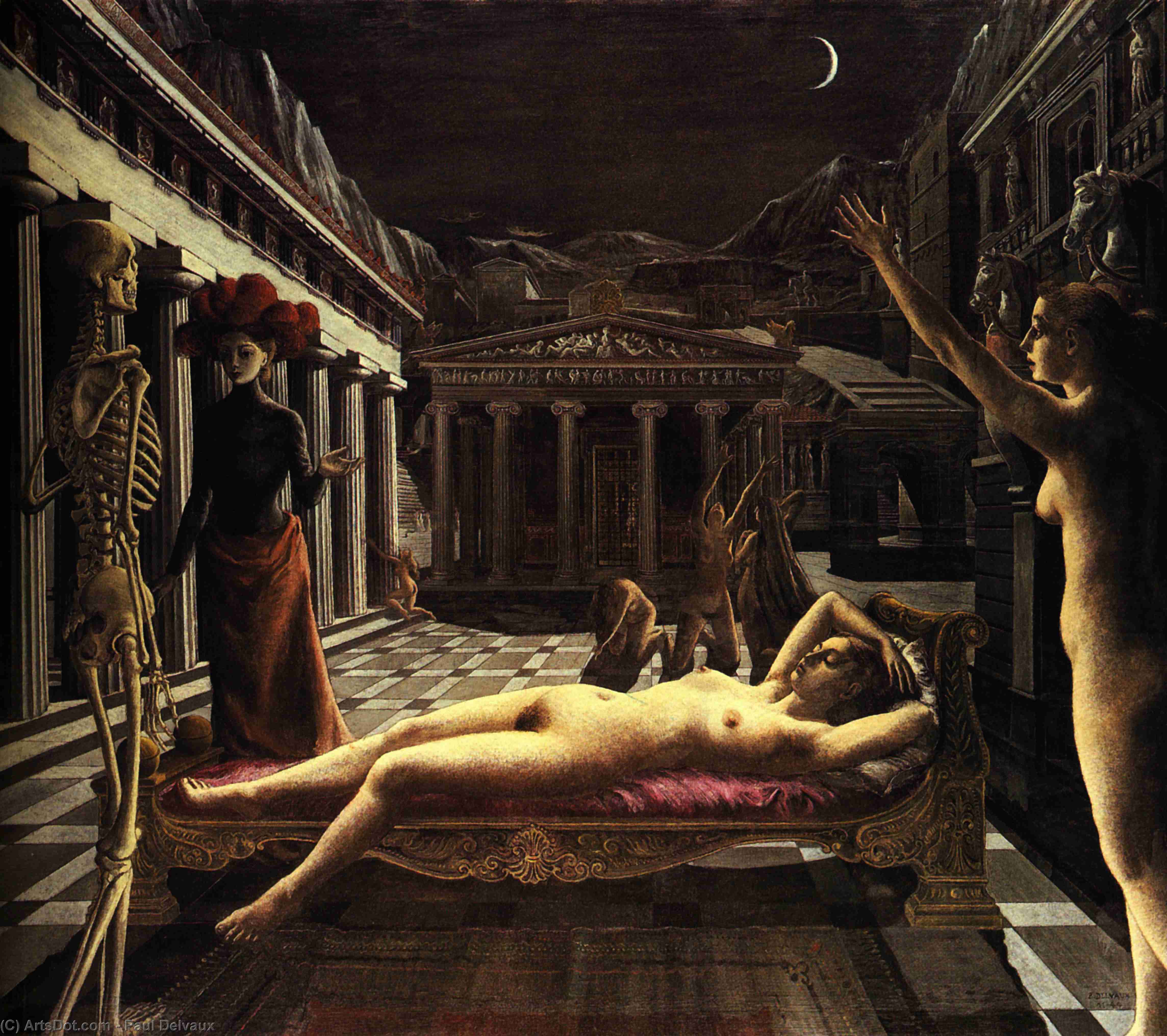 Order Oil Painting Replica The Sleeping Venus, 1944 by Paul Delvaux (Inspired By) (1897-1994, Belgium) | ArtsDot.com
