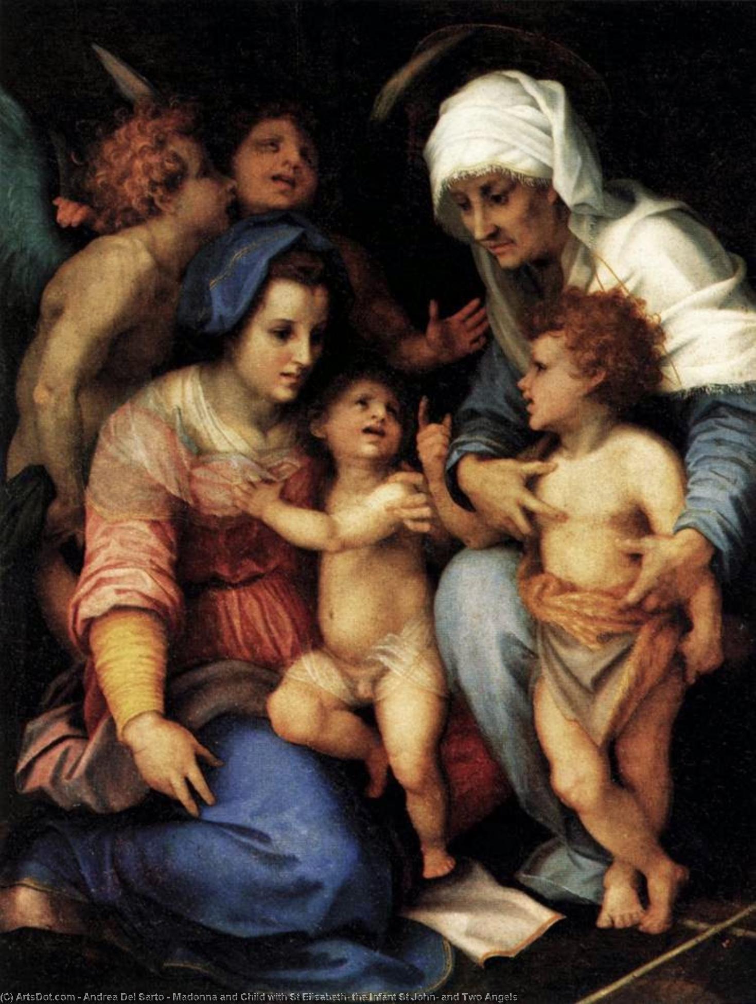 Buy Museum Art Reproductions Madonna and Child with St Elisabeth, the Infant St John, and Two Angels, 1515 by Andrea Del Sarto (1486-1530, Italy) | ArtsDot.com