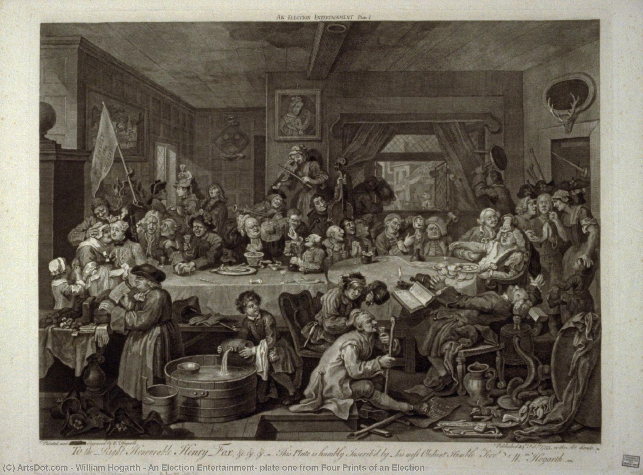 Order Oil Painting Replica An Election Entertainment, plate one from Four Prints of an Election by William Hogarth (1697-1764, United Kingdom) | ArtsDot.com