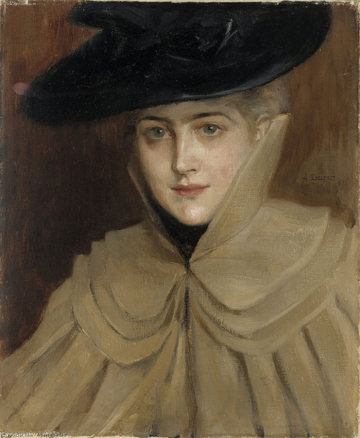 Order Oil Painting Replica Portrait of a Young Woman by Albert Edelfelt (1854-1905, Finland) | ArtsDot.com