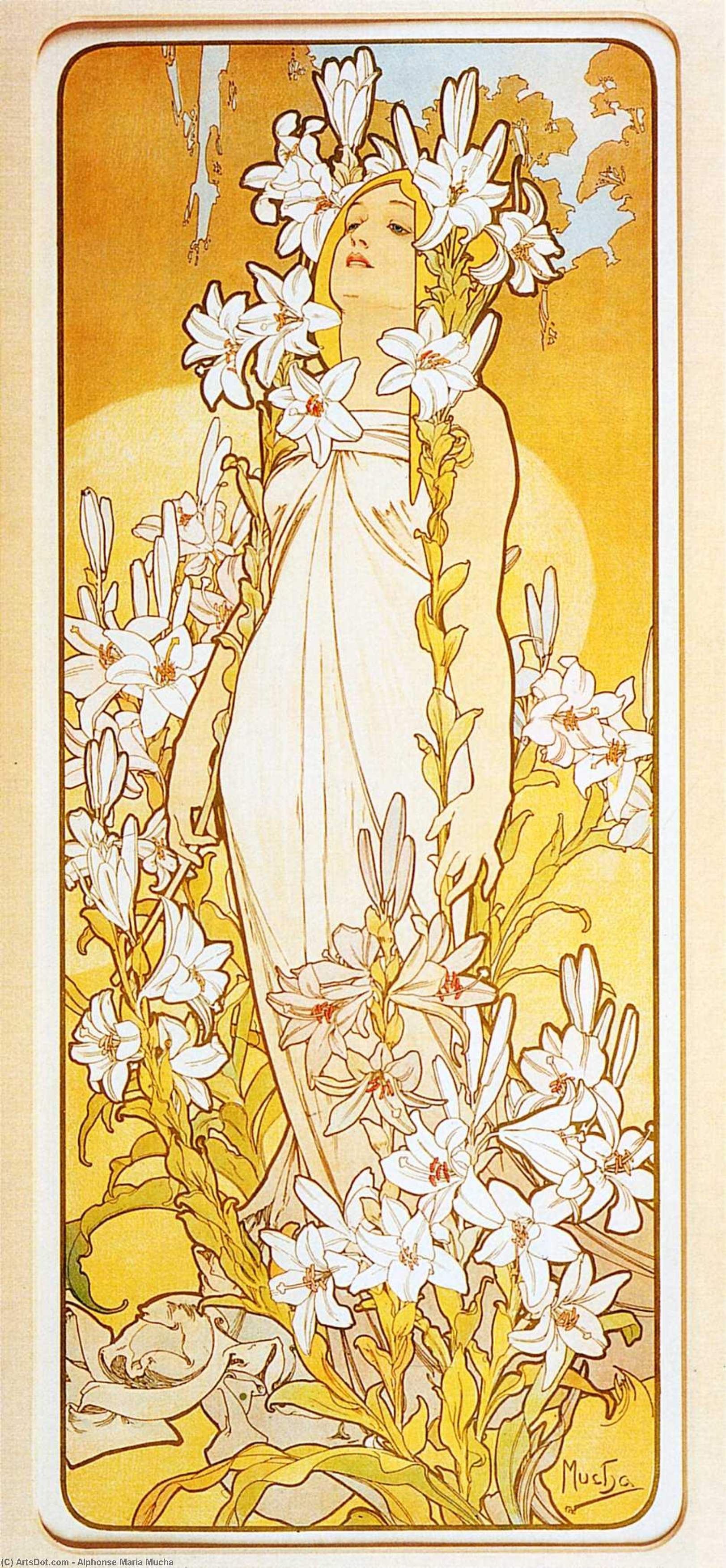 Buy Museum Art Reproductions Lily by Alphonse Maria Mucha (1860-1939, Czech Republic) | ArtsDot.com