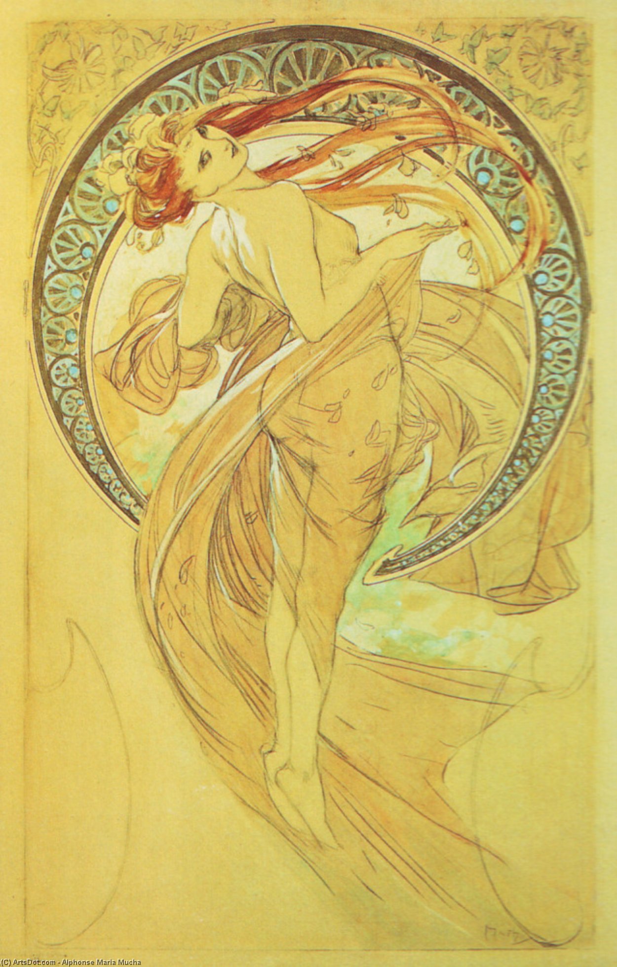 Order Paintings Reproductions Study for Dance by Alphonse Maria Mucha (1860-1939, Czech Republic) | ArtsDot.com