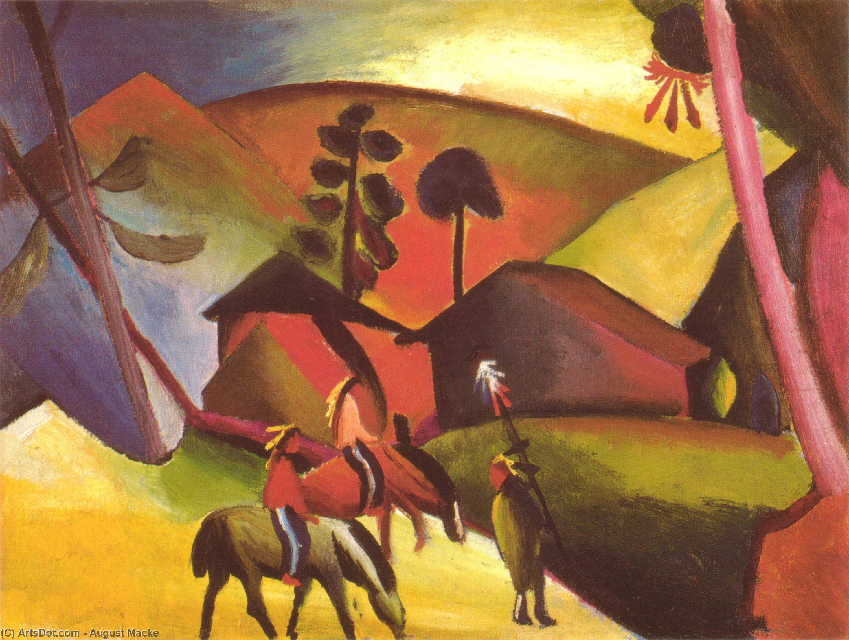 Order Paintings Reproductions Indians on Horses by August Macke (1887-1914, Germany) | ArtsDot.com
