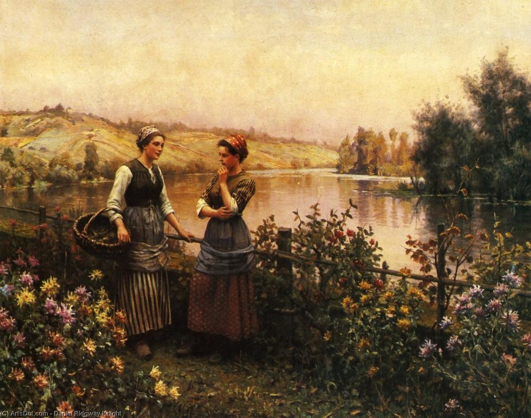 Order Oil Painting Replica Stopping for Conversation, 1880 by Daniel Ridgway Knight (1839-1924, United States) | ArtsDot.com