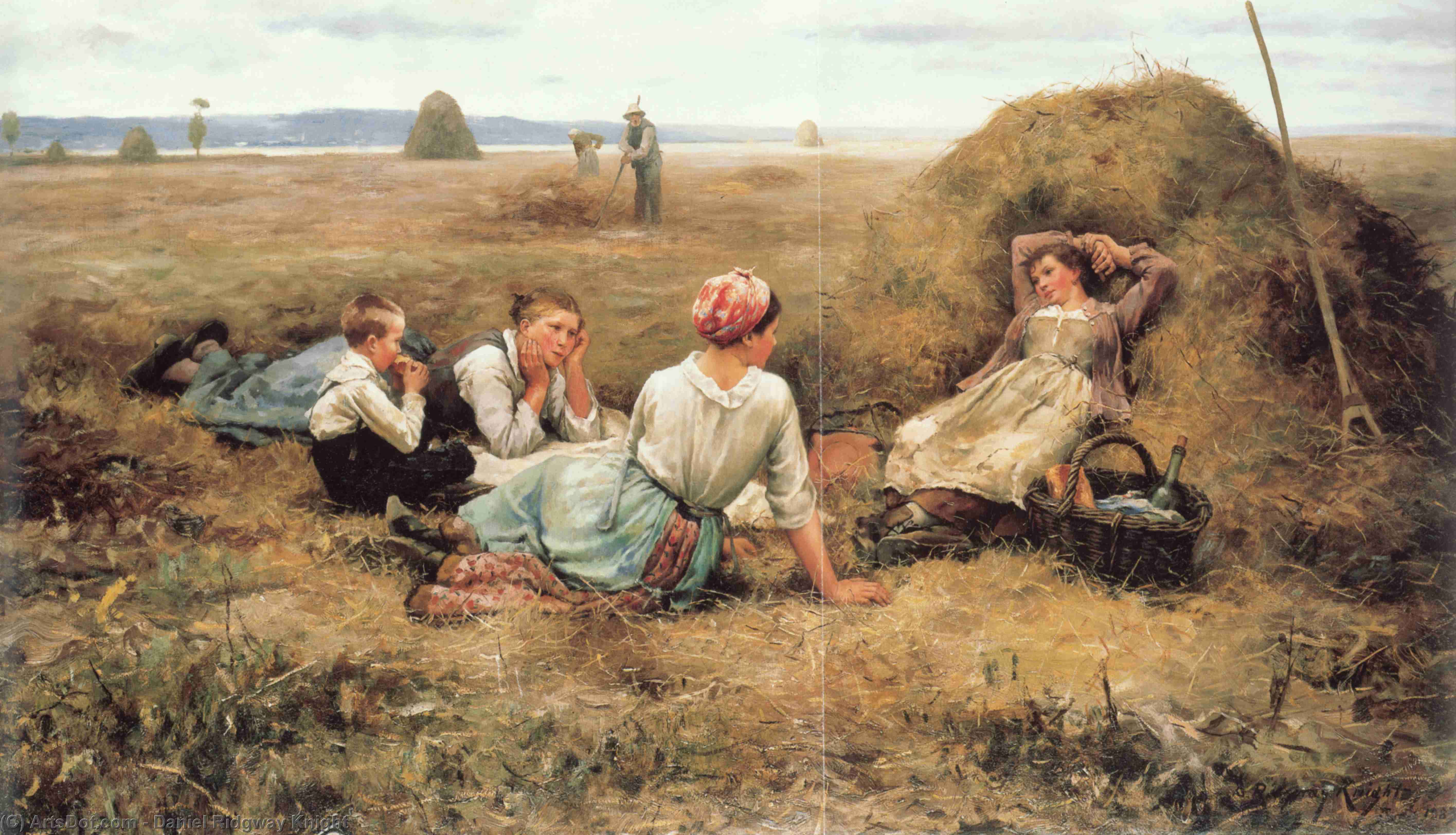 Buy Museum Art Reproductions The Harvesters Resting by Daniel Ridgway Knight (1839-1924, United States) | ArtsDot.com