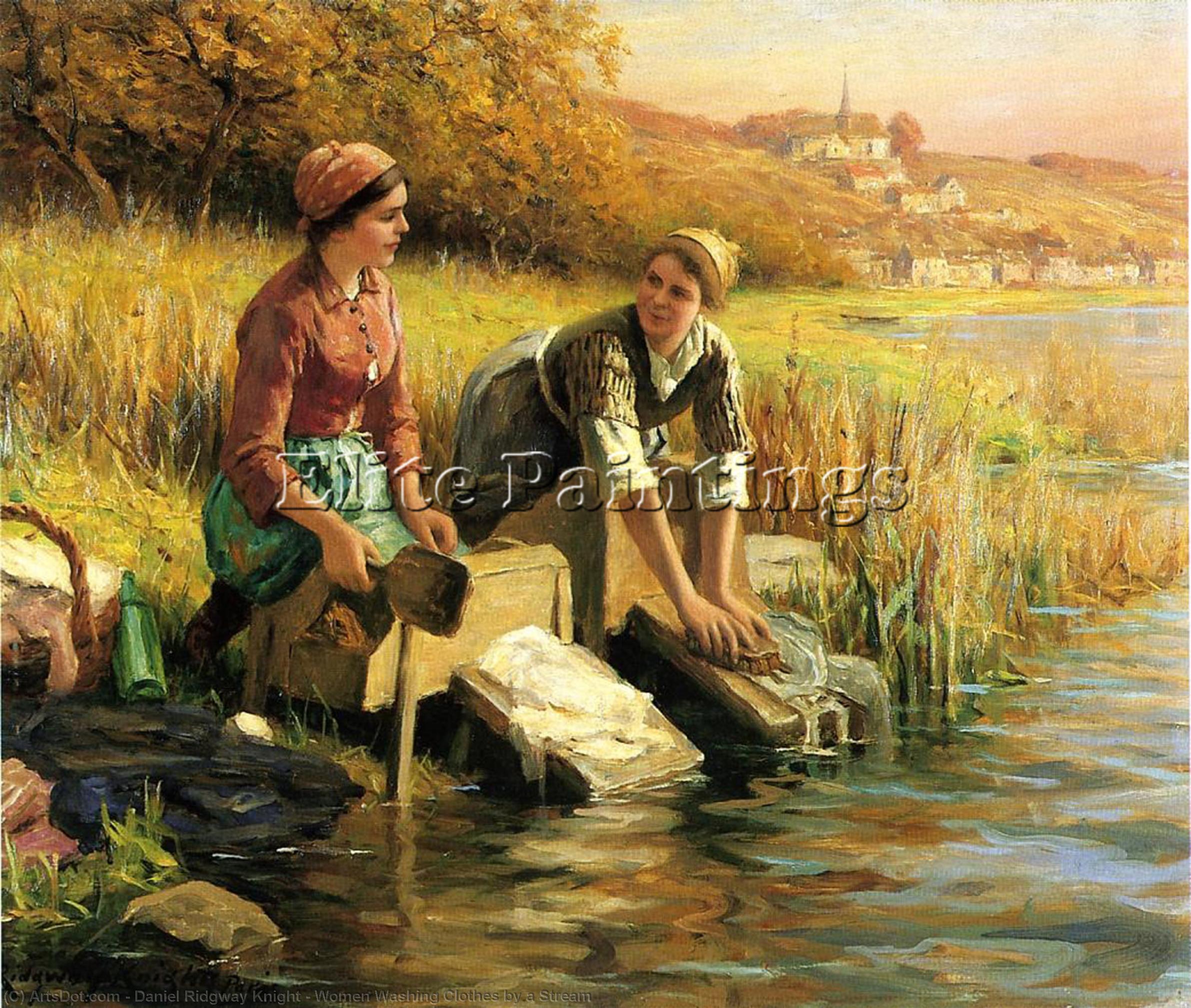 Buy Museum Art Reproductions Women Washing Clothes by a Stream by Daniel Ridgway Knight (1839-1924, United States) | ArtsDot.com