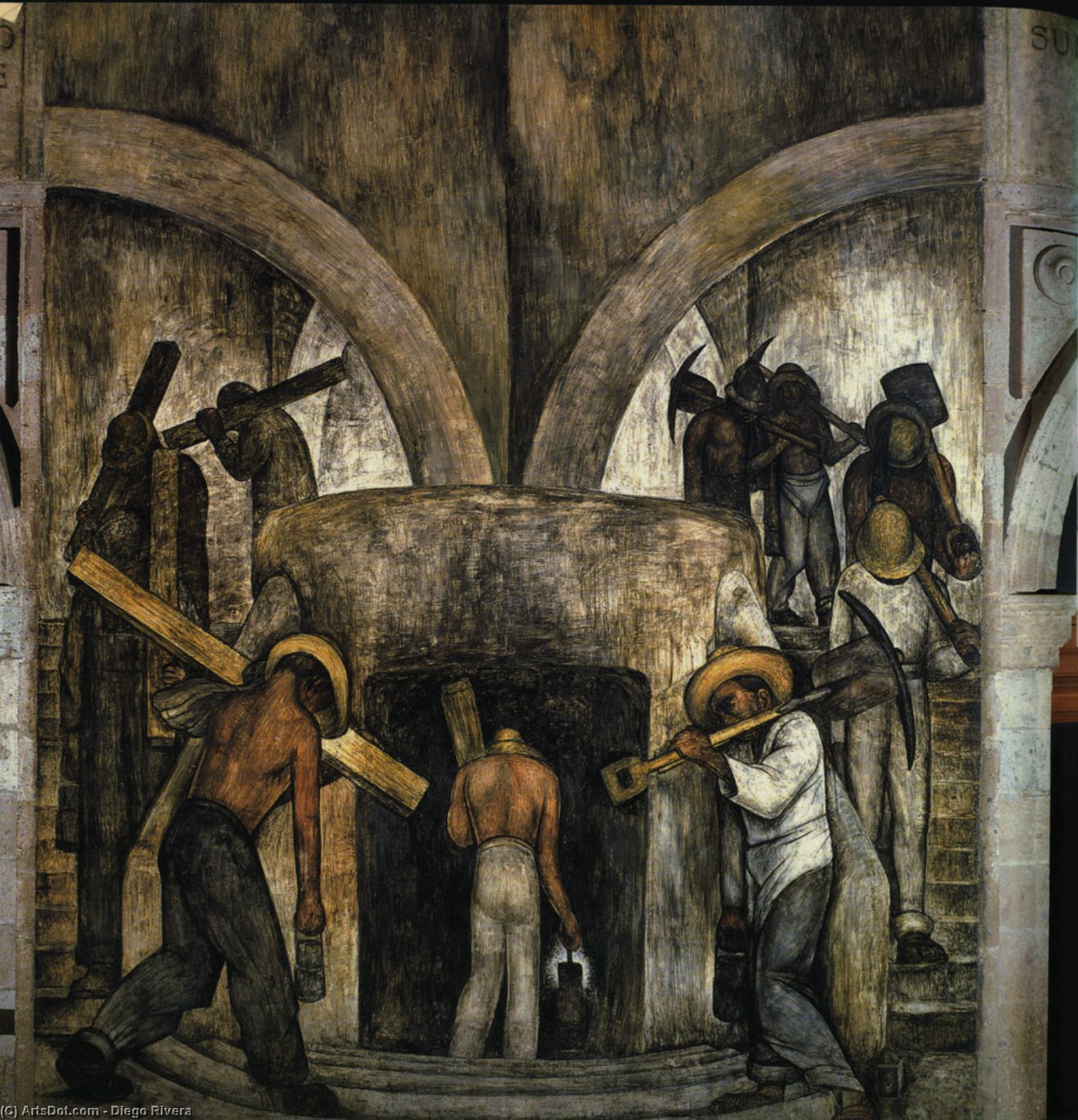 Order Art Reproductions Entering the Mine by Diego Rivera (Inspired By) (1886-1957, Mexico) | ArtsDot.com
