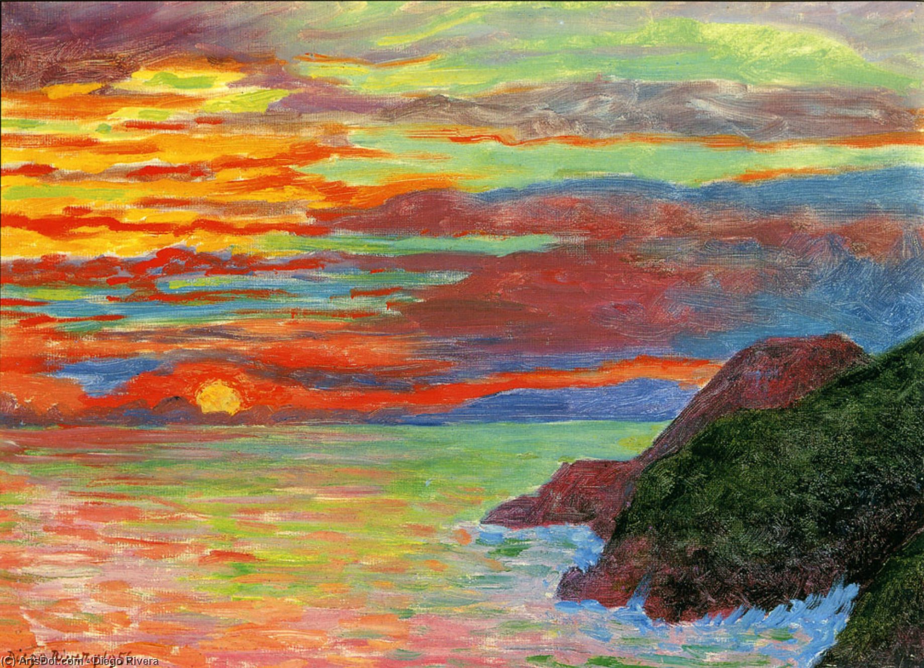 Order Oil Painting Replica Sunset by Diego Rivera (Inspired By) (1886-1957, Mexico) | ArtsDot.com