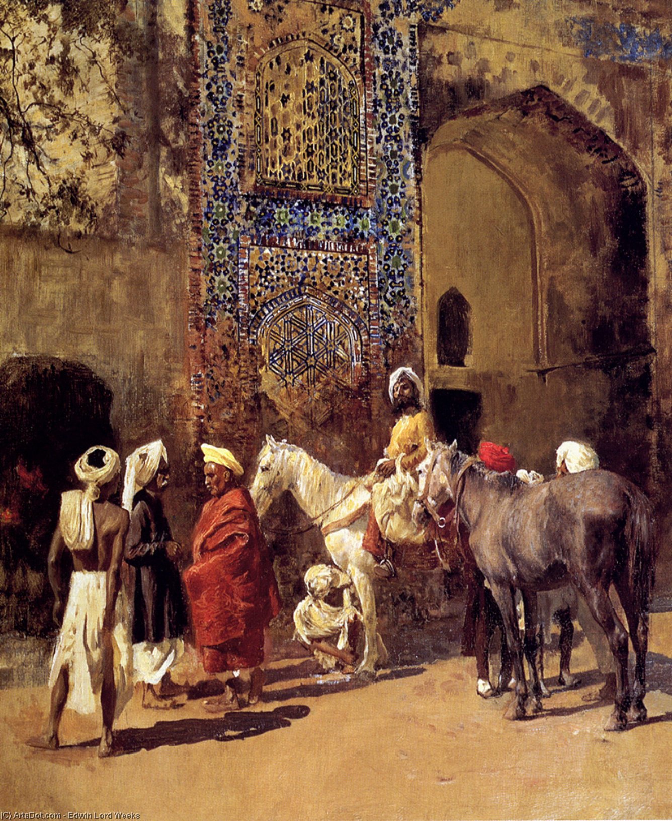 Buy Museum Art Reproductions Blue-Tiled Mosque At Delhi, India by Edwin Lord Weeks (1849-1903, United States) | ArtsDot.com