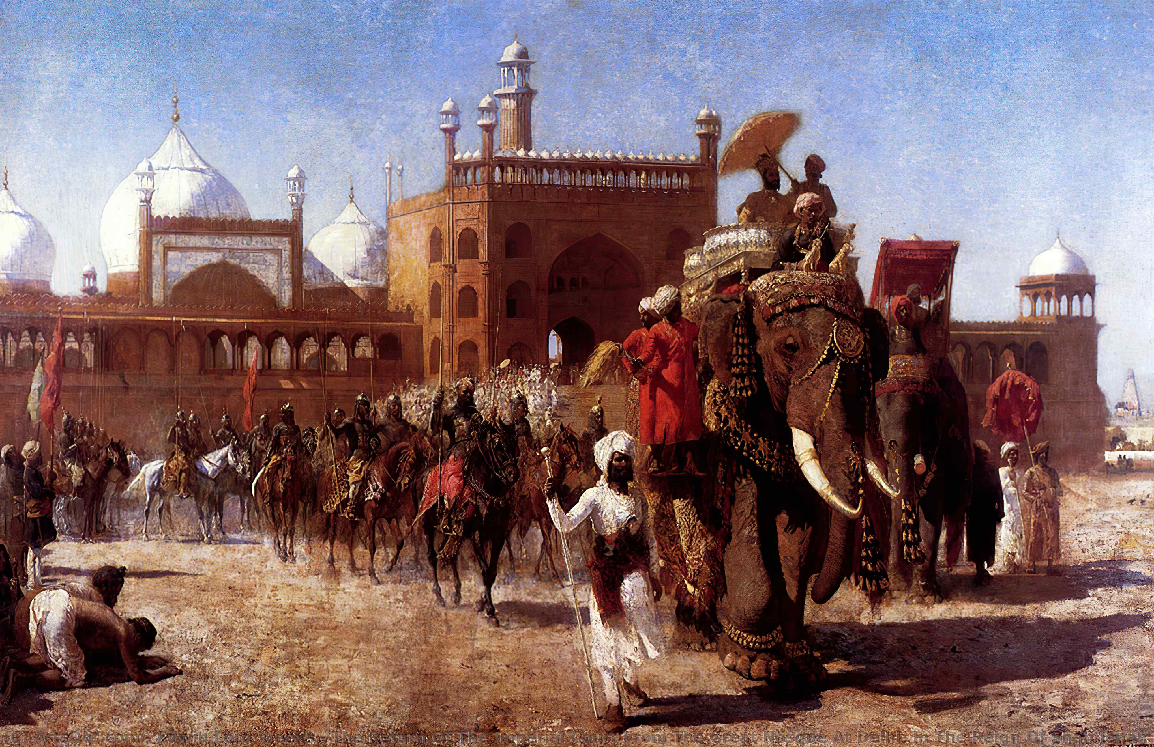 Order Oil Painting Replica The Return Of The Imperial Court From The Great Mosque At Delhi, In The Reign Of Shah Jehan by Edwin Lord Weeks (1849-1903, United States) | ArtsDot.com
