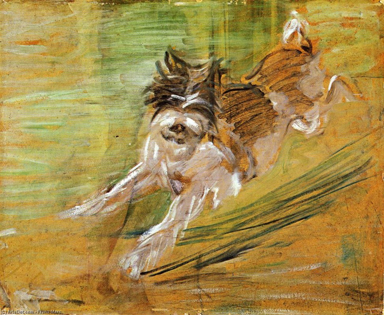 Buy Museum Art Reproductions Jumping Dog Schlick, 1908 by Franz Marc (1880-1916, Germany) | ArtsDot.com
