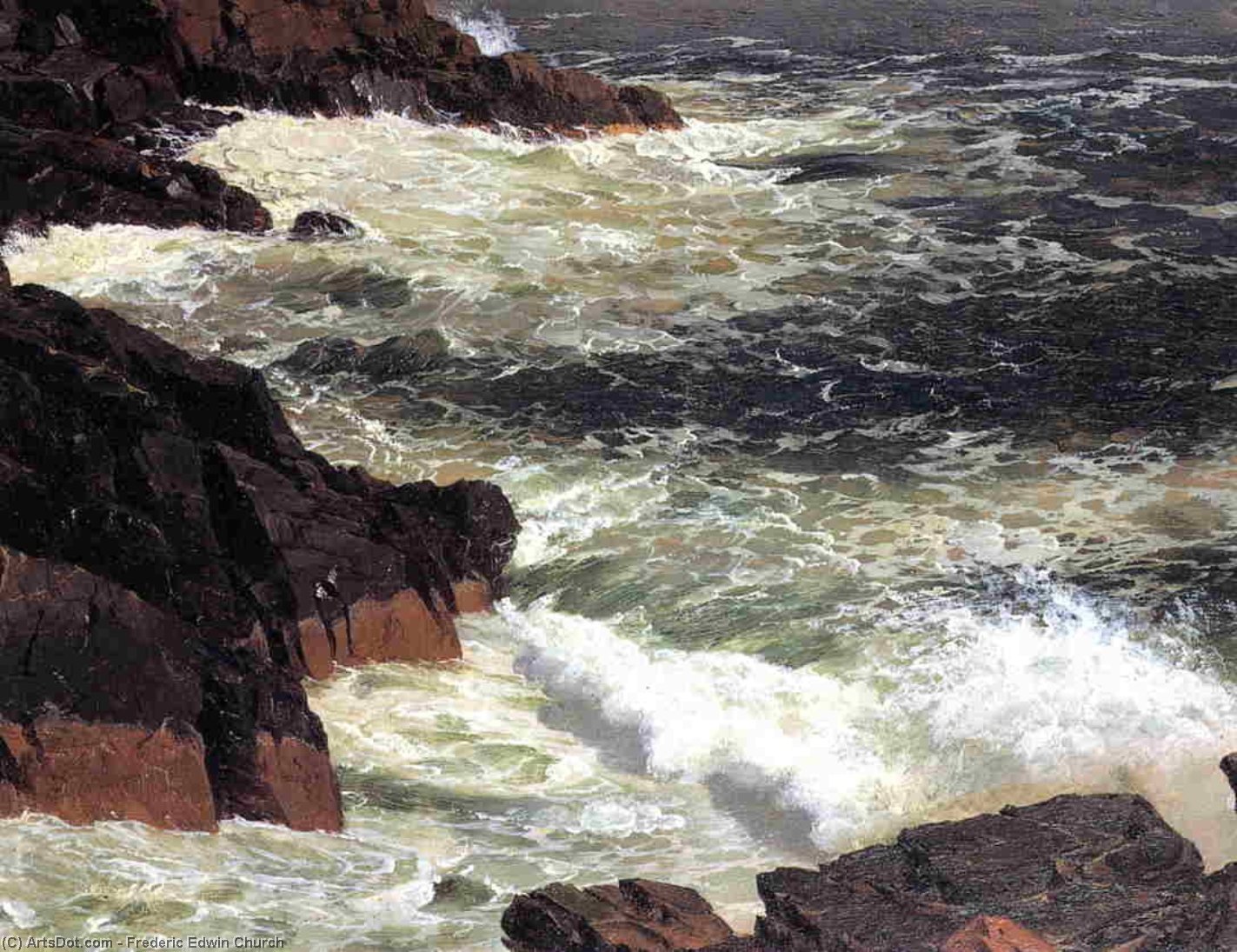 Order Oil Painting Replica Rough Surf, Mount Desert Island by Frederic Edwin Church (1826-1900, United States) | ArtsDot.com
