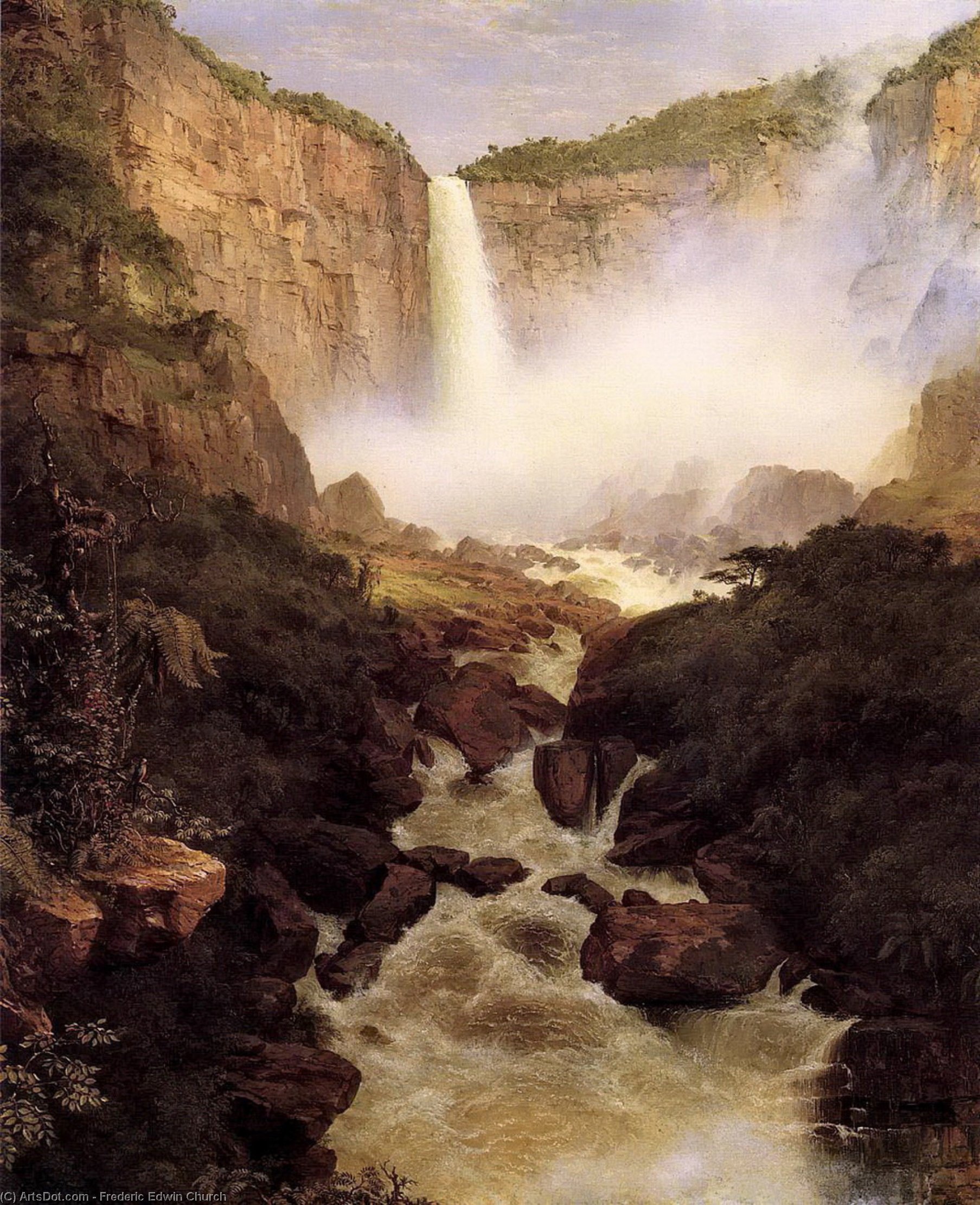 Order Oil Painting Replica Tequendama Falls, near Bogota, New Granada, 1854 by Frederic Edwin Church (1826-1900, United States) | ArtsDot.com
