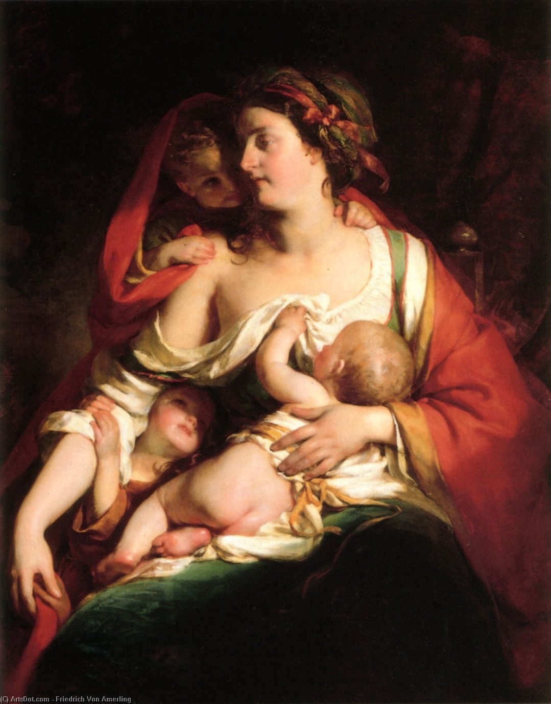 Buy Museum Art Reproductions Mother And Children by Friedrich Ritter Von Amerling (1803-1887) | ArtsDot.com