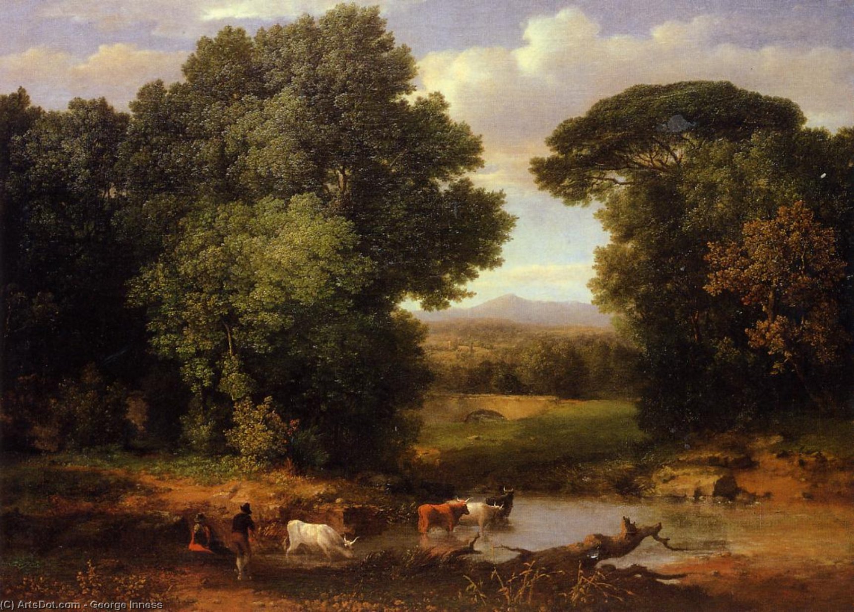Order Oil Painting Replica A Bit of Roman Aqueduct by George Inness (1825-1894, United States) | ArtsDot.com
