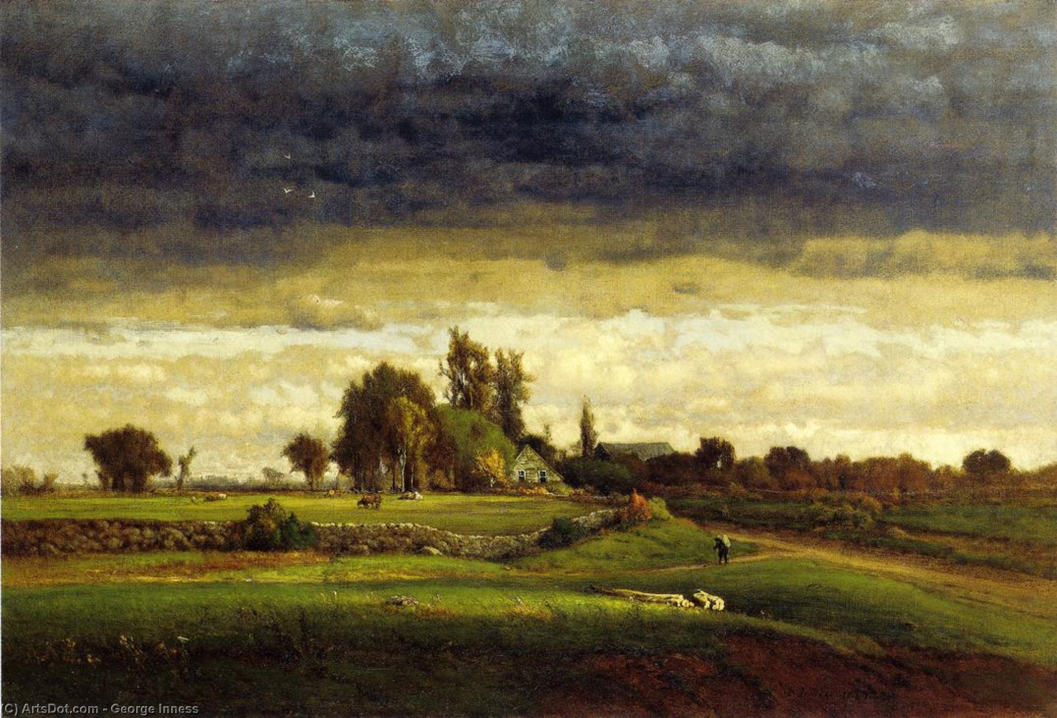 Order Oil Painting Replica Landscape with Farmhouse, 1869 by George Inness (1825-1894, United States) | ArtsDot.com