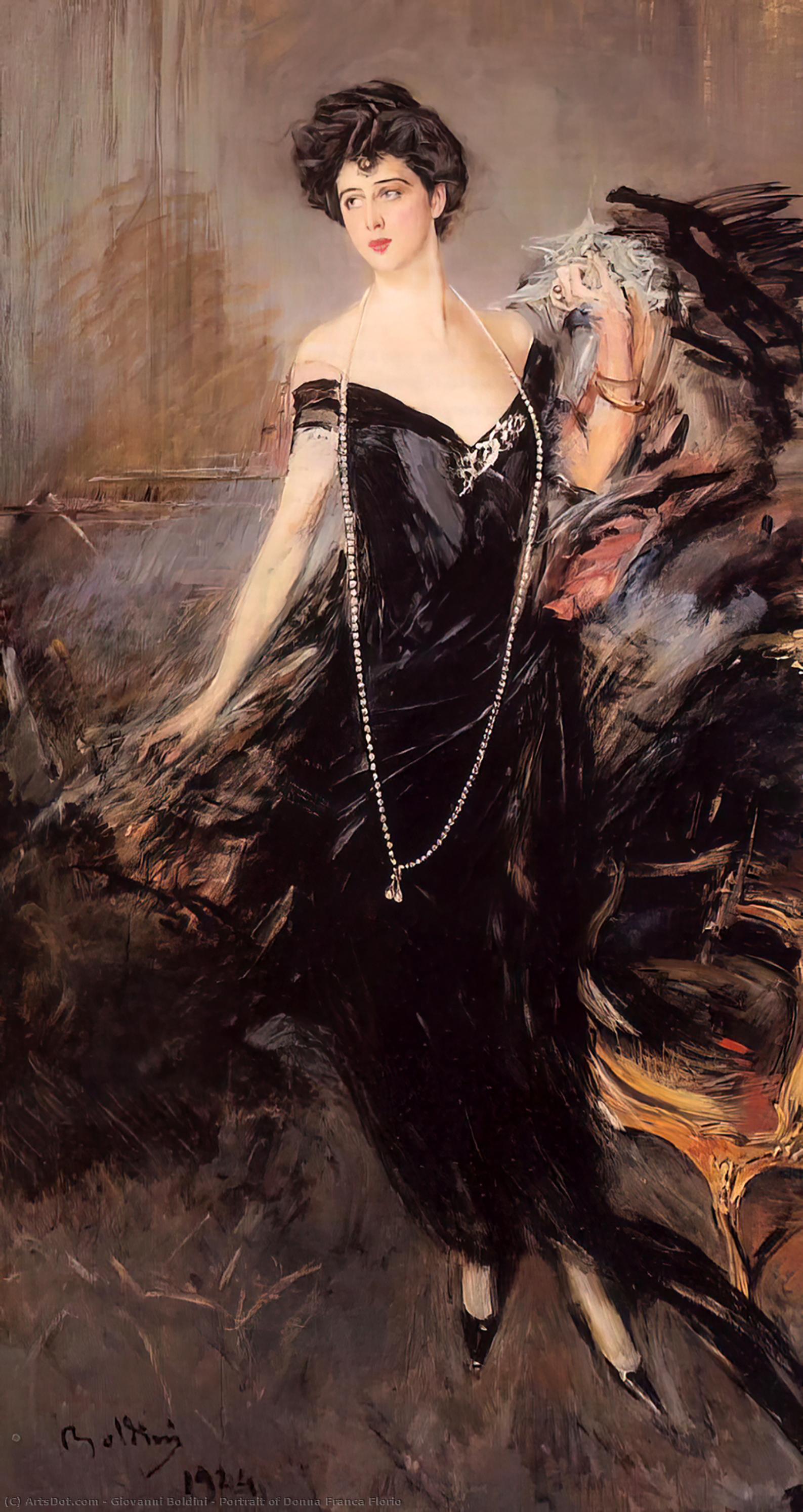 Buy Museum Art Reproductions Portrait of Donna Franca Florio, 1924 by Giovanni Boldini (1842-1931, Italy) | ArtsDot.com