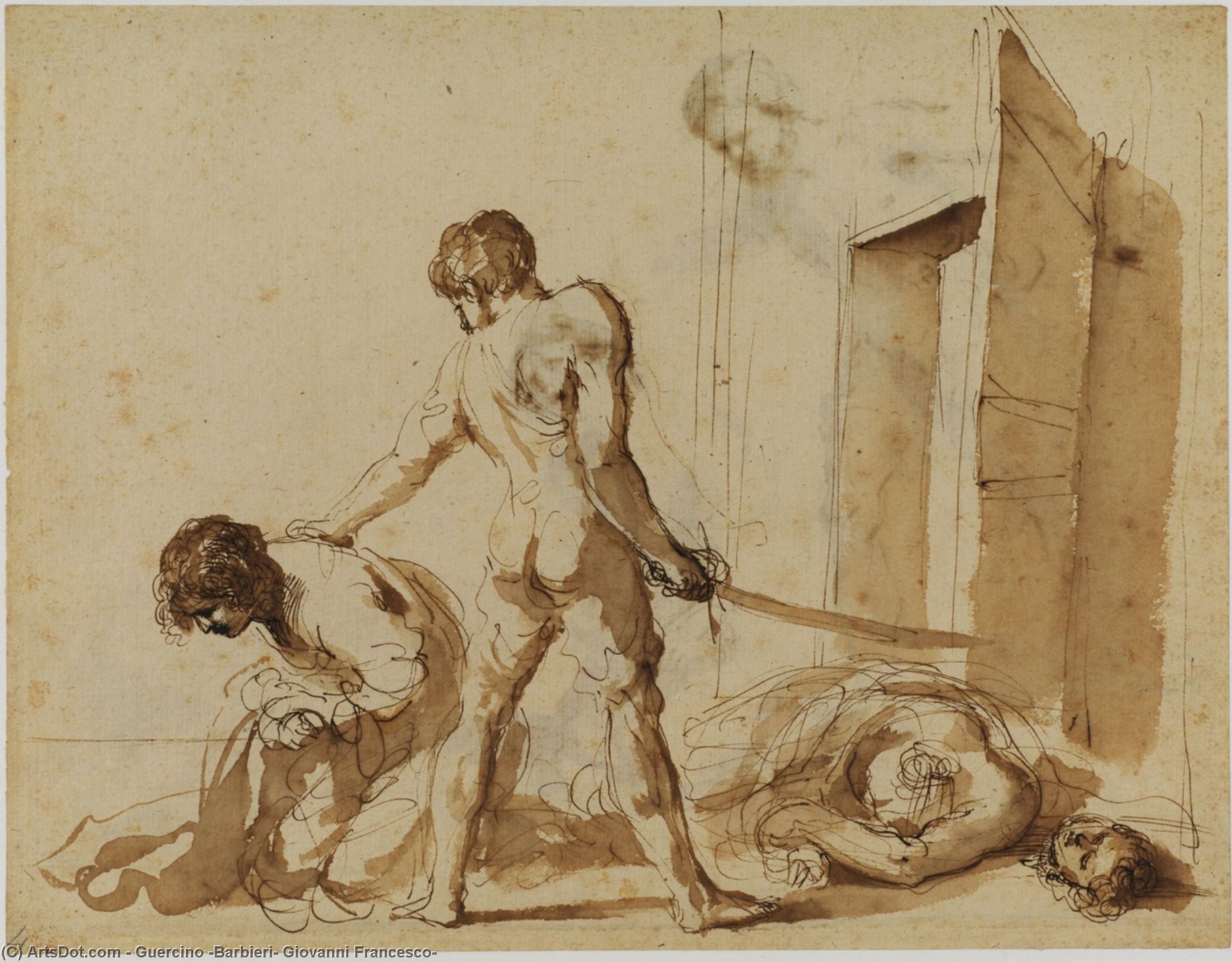 Buy Museum Art Reproductions Martyrdom of Saints John and Paul (recto) by Guercino (Barbieri, Giovanni Francesco) (1591-1666, Italy) | ArtsDot.com