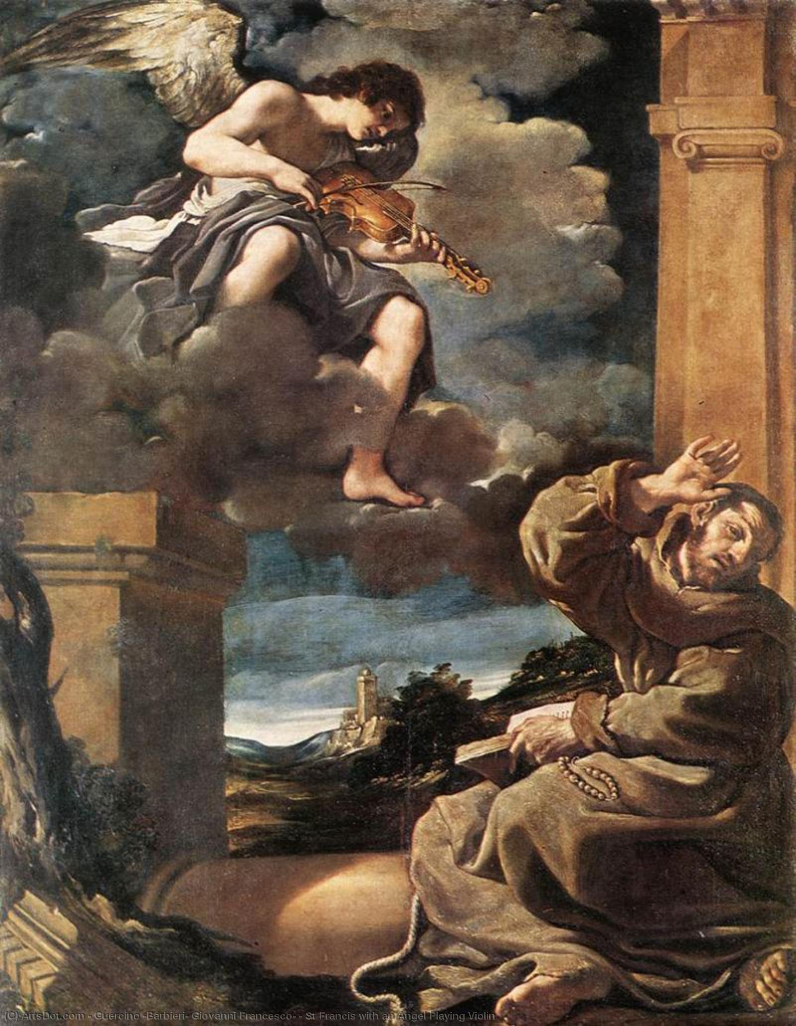 Buy Museum Art Reproductions St Francis with an Angel Playing Violin by Guercino (Barbieri, Giovanni Francesco) (1591-1666, Italy) | ArtsDot.com