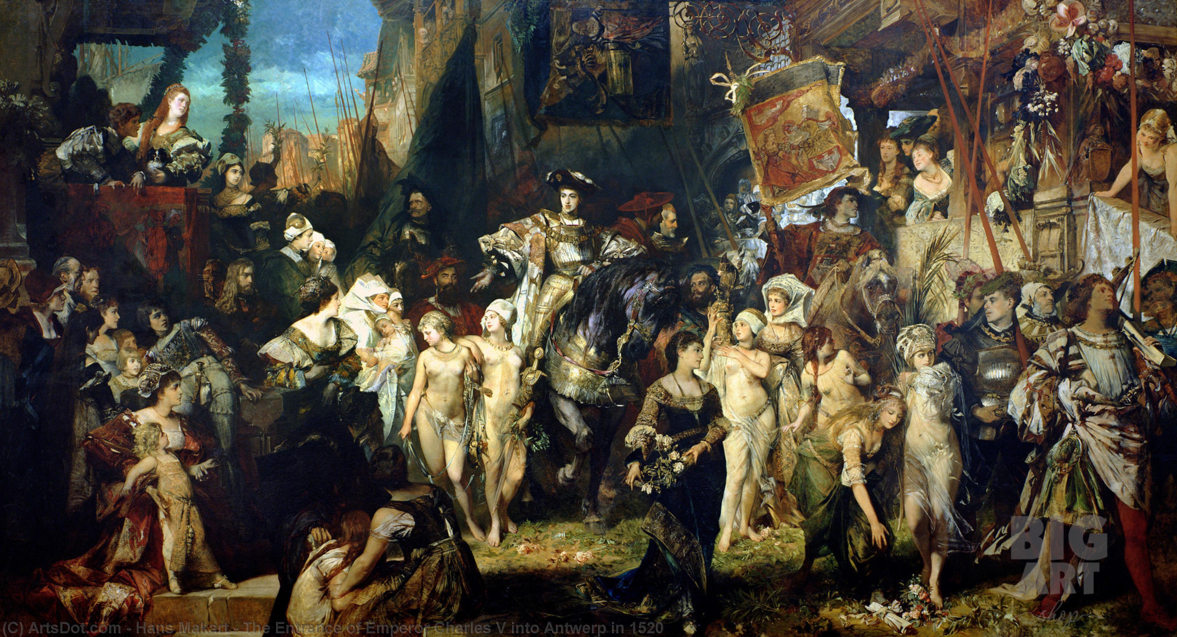 顺序 畫複製 1520年查理五世皇帝进入安特卫普, 1878 通过 Hans Makart (1840-1884, Austria) | ArtsDot.com