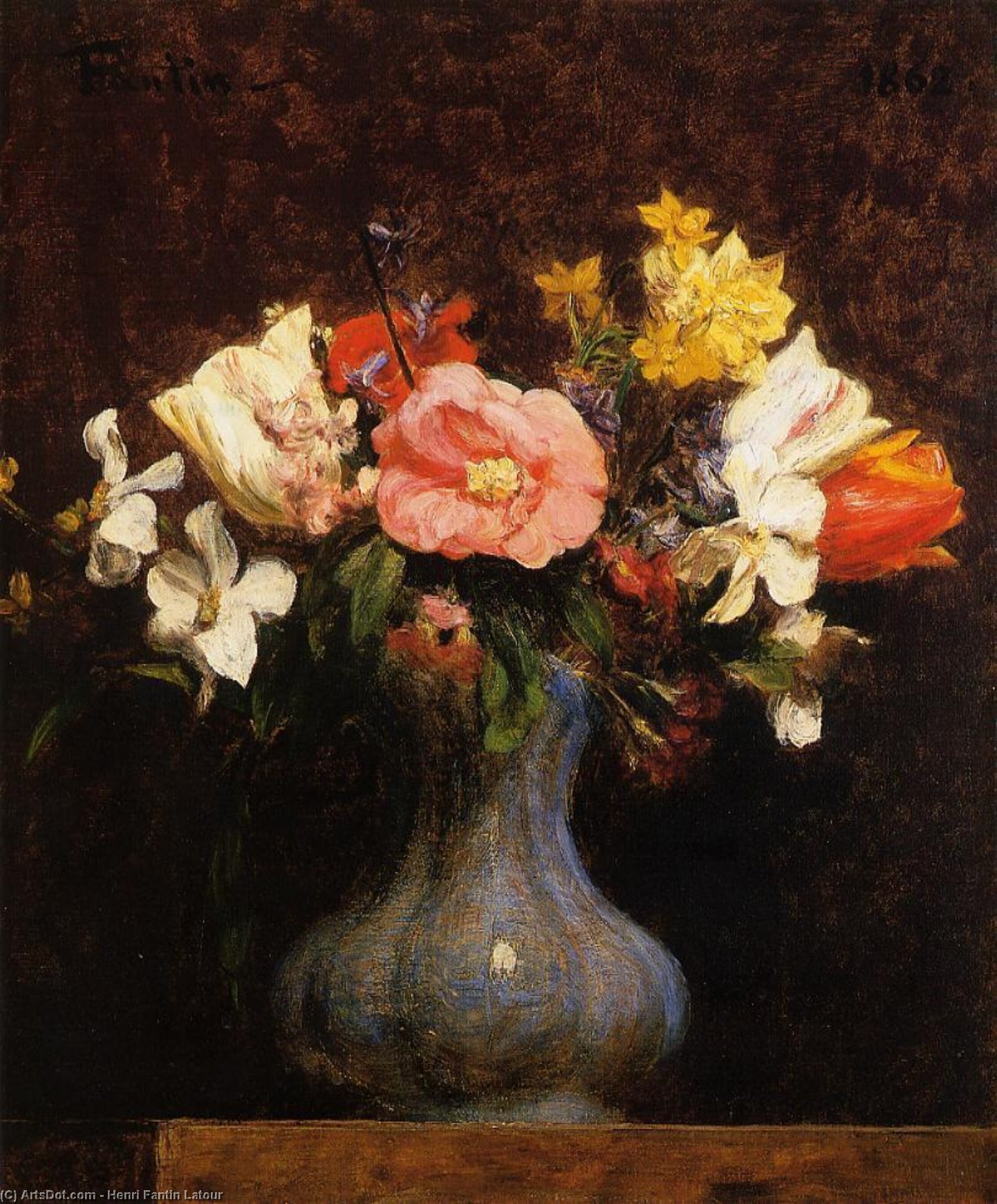 Order Artwork Replica Flowers, Camelias and Tulips by Henri Fantin Latour (1836-1904, France) | ArtsDot.com