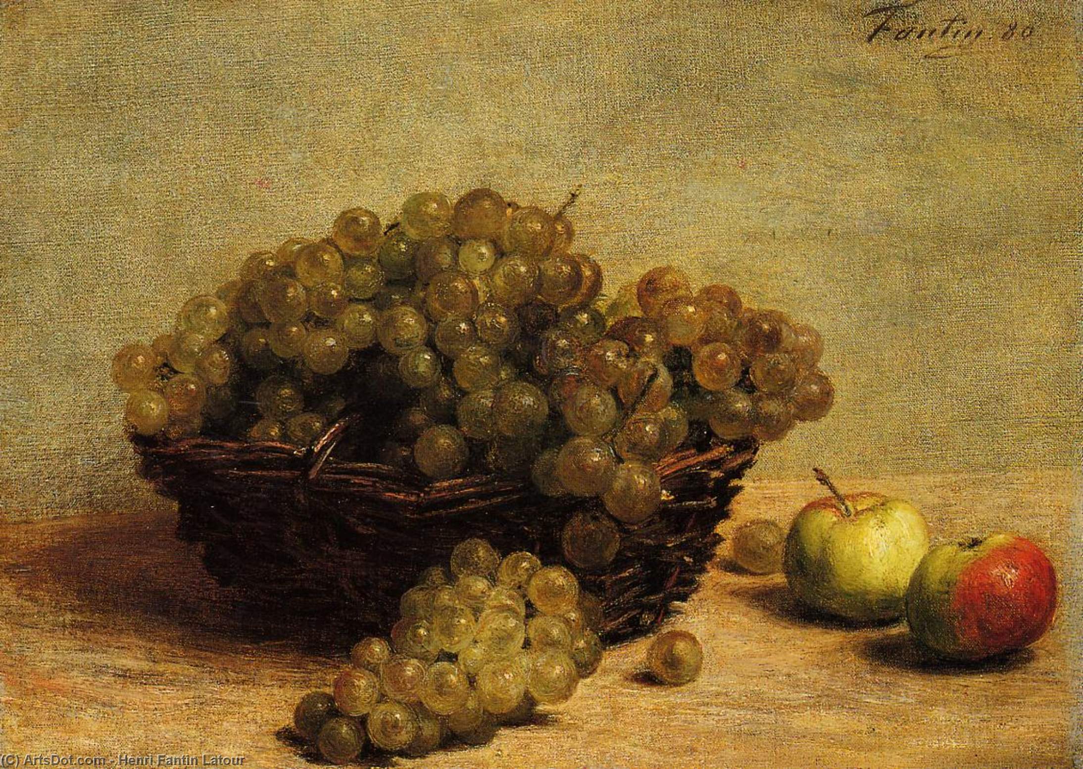 Buy Museum Art Reproductions Nature Morte. Raisin et Pommes d`Api by Henri Fantin Latour (1836-1904, France) | ArtsDot.com
