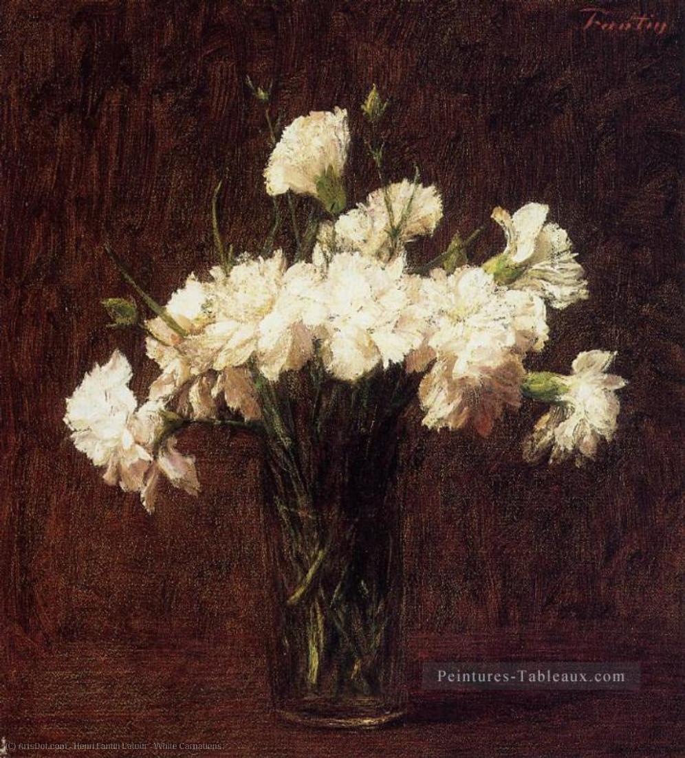 Order Oil Painting Replica White Carnations by Henri Fantin Latour (1836-1904, France) | ArtsDot.com