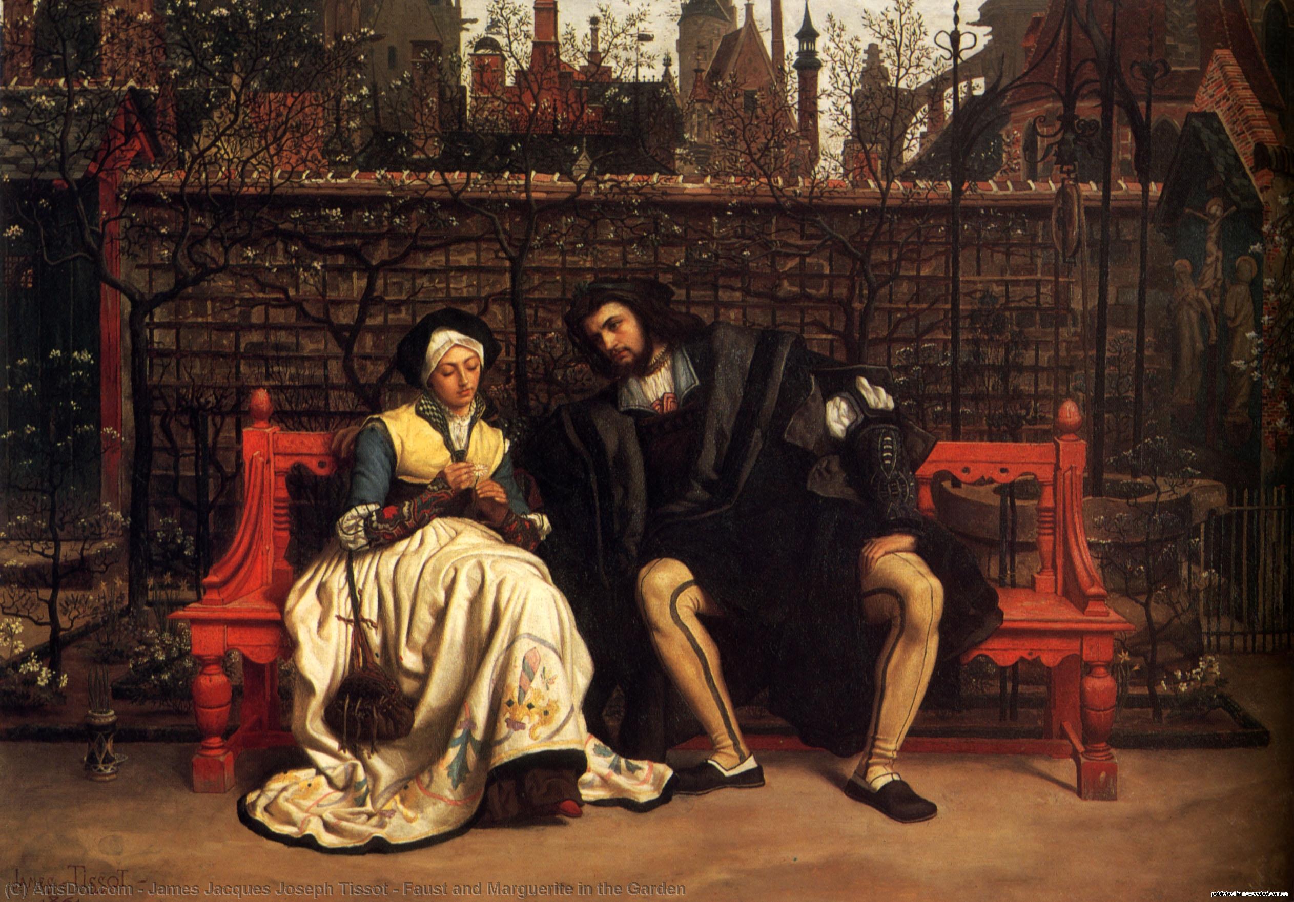 Order Oil Painting Replica Faust and Marguerite in the Garden by James Jacques Joseph Tissot (1836-1902, France) | ArtsDot.com