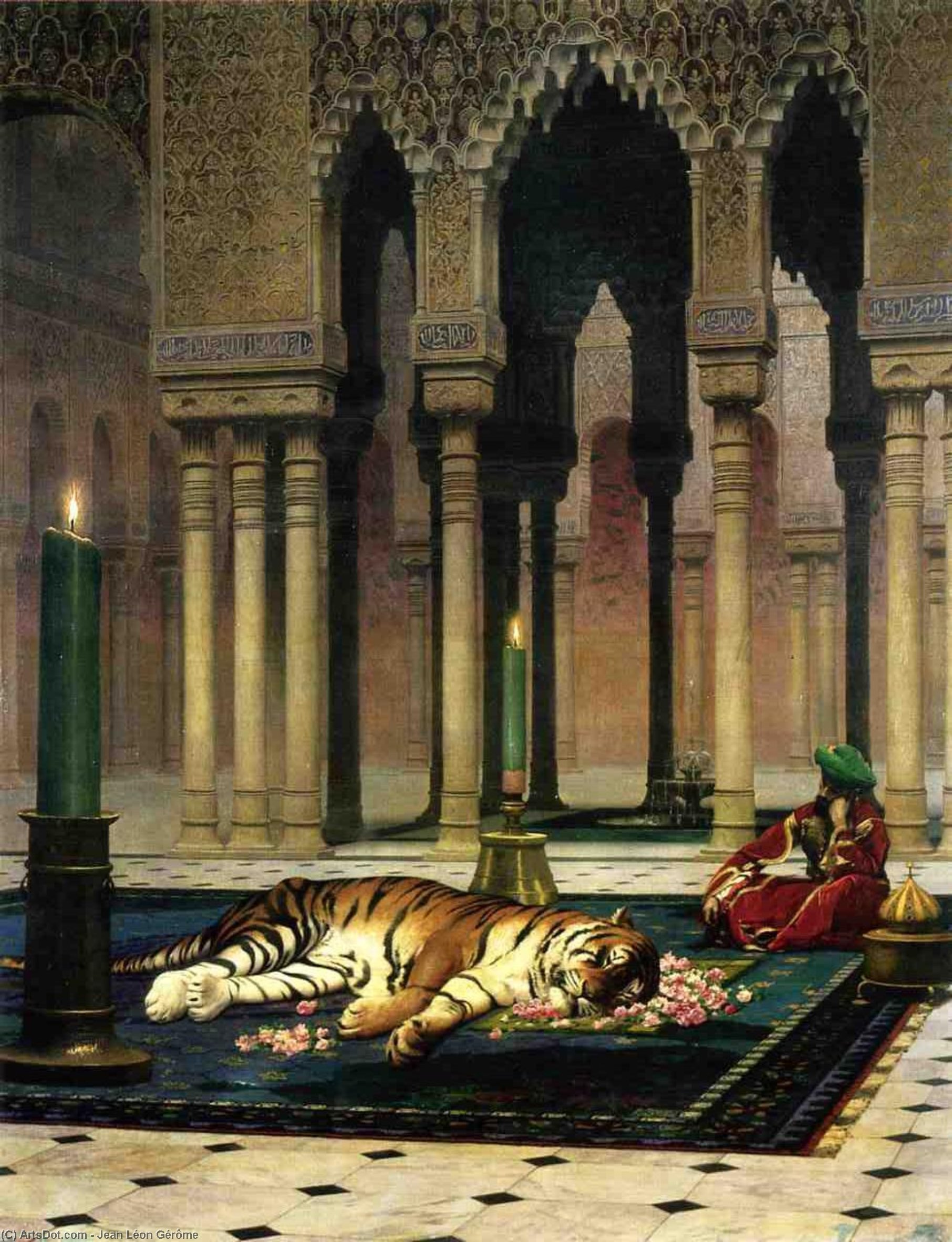 Order Oil Painting Replica The Pasha`s Sorrow (aka Dead Tiger) by Jean Léon Gérôme (1824-1904, France) | ArtsDot.com