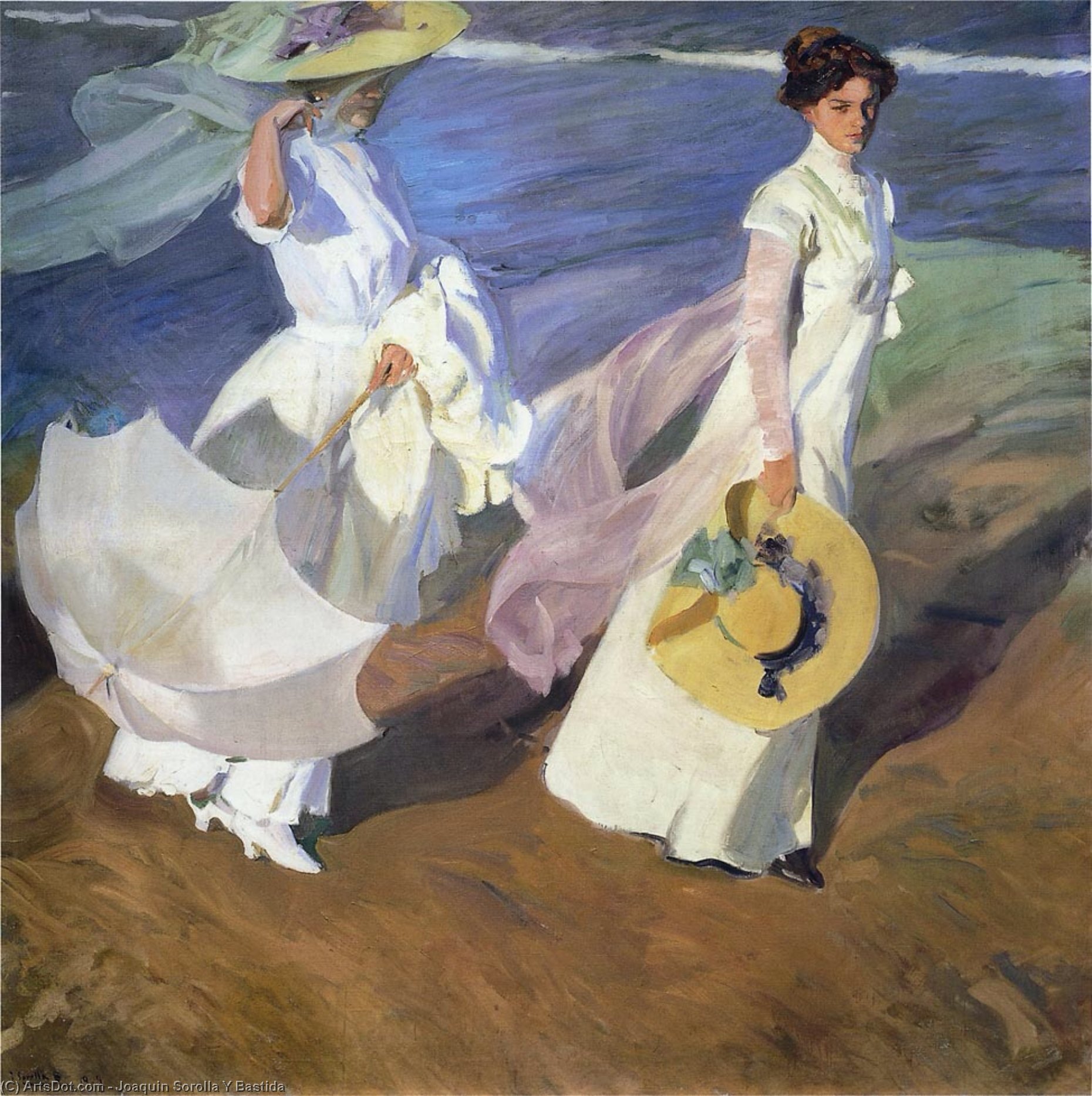 Order Oil Painting Replica Strolling along the seashore by Joaquin Sorolla Y Bastida (1863-1923, Spain) | ArtsDot.com