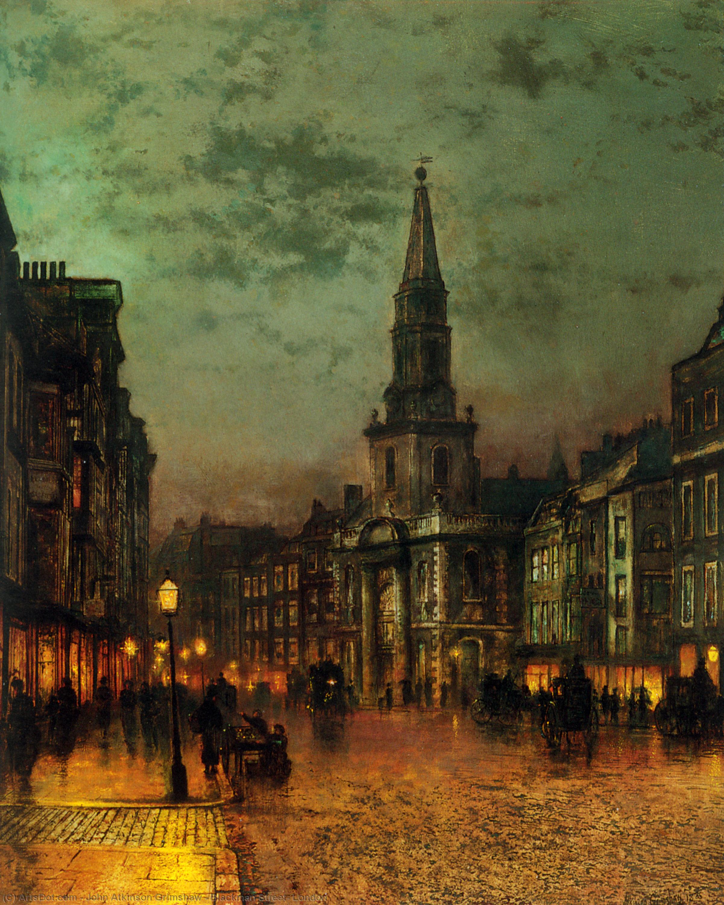 Order Oil Painting Replica Blackman Street, London, 1885 by John Atkinson Grimshaw (1836-1893, United Kingdom) | ArtsDot.com
