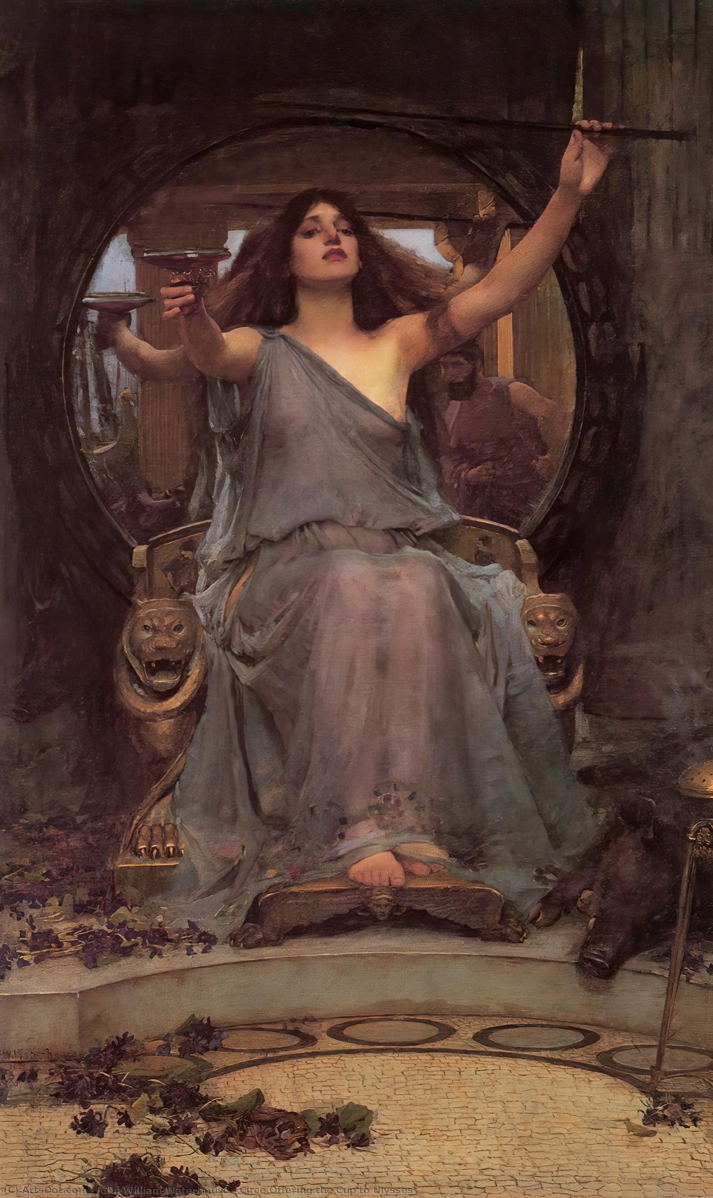 Order Paintings Reproductions Circe Offering the Cup to Ulysses, 1891 by John William Waterhouse (1849-1917, Italy) | ArtsDot.com