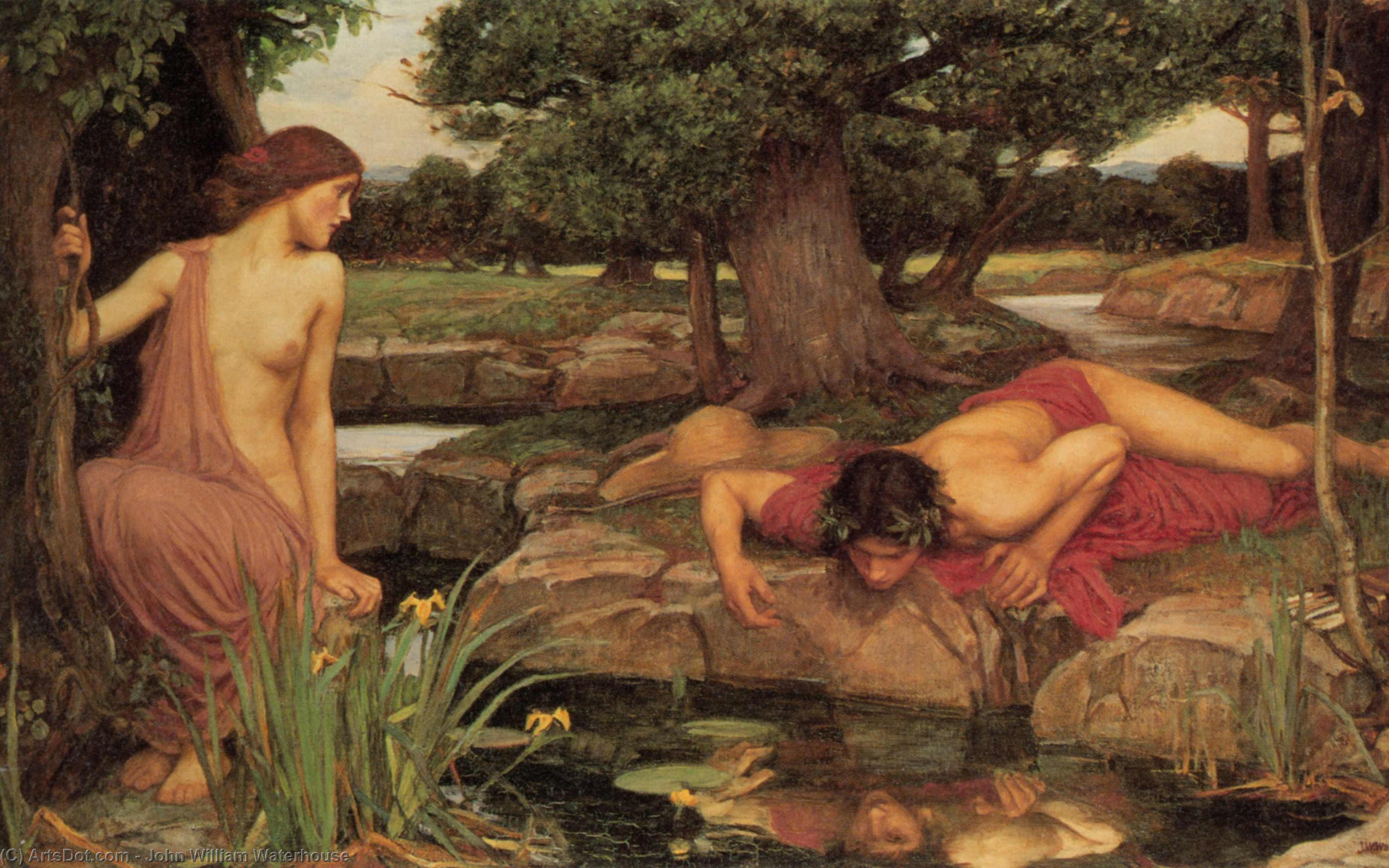 Kauf Museum Kunstreproduktionen Echo und Narcissus, 1903 von John William Waterhouse (1849-1917, Italy) | ArtsDot.com