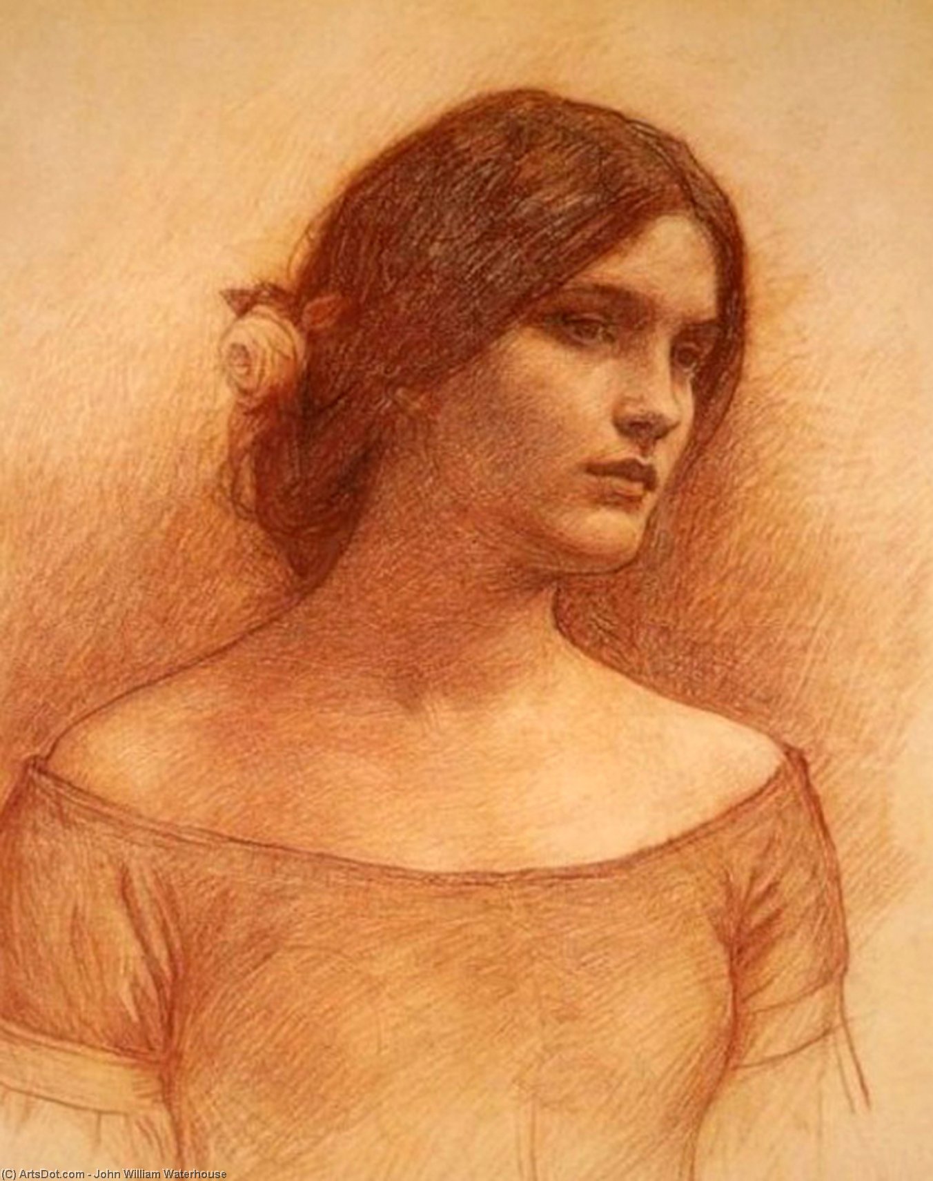 Buy Museum Art Reproductions Study for the Lady Clare Small by John William Waterhouse (1849-1917, Italy) | ArtsDot.com