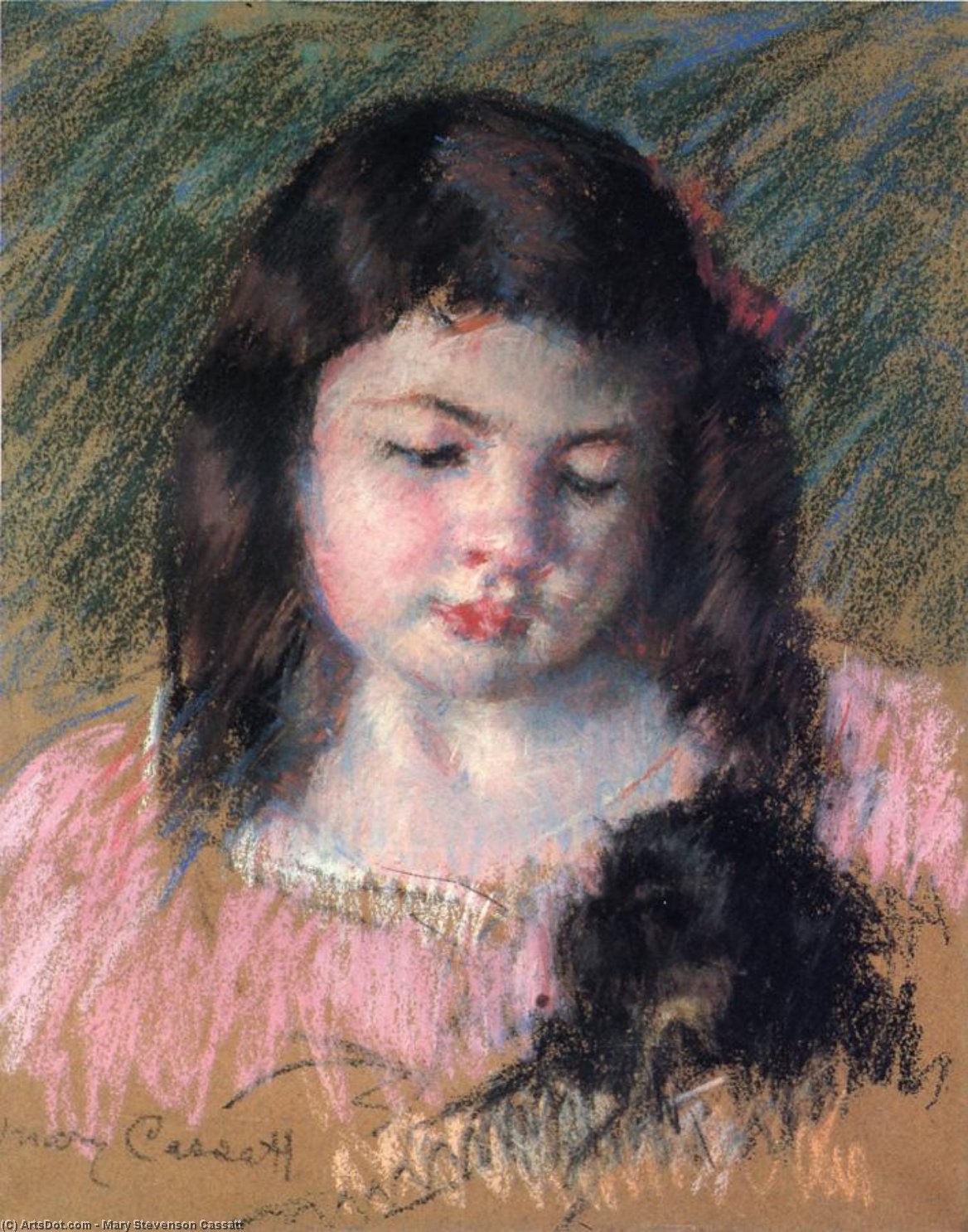 Order Paintings Reproductions Bust of Francoise Looking Down by Mary Stevenson Cassatt (1843-1926, United States) | ArtsDot.com