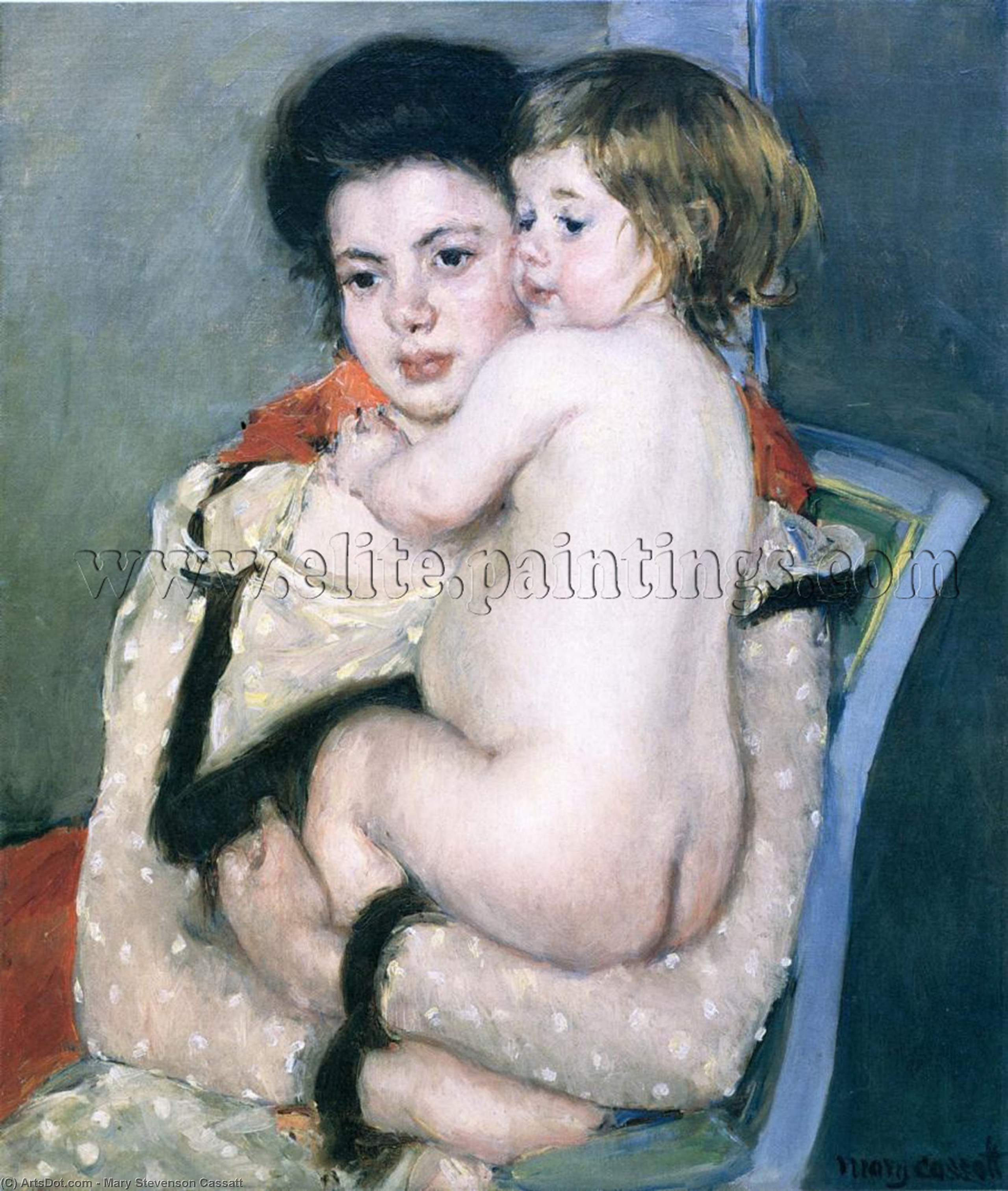 Order Art Reproductions Reine Lefebvre Holding a Nude Baby, 1902 by Mary Stevenson Cassatt (1843-1926, United States) | ArtsDot.com