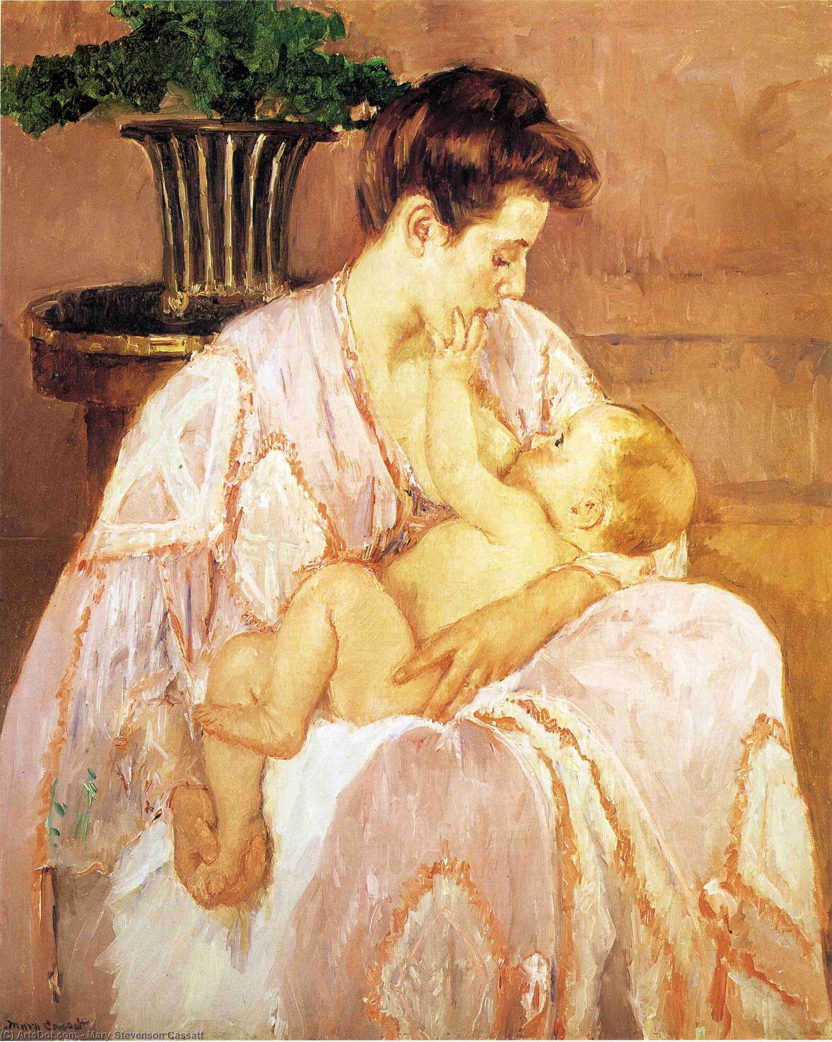 Buy Museum Art Reproductions Young Mother Nursing Her Child by Mary Stevenson Cassatt (1843-1926, United States) | ArtsDot.com