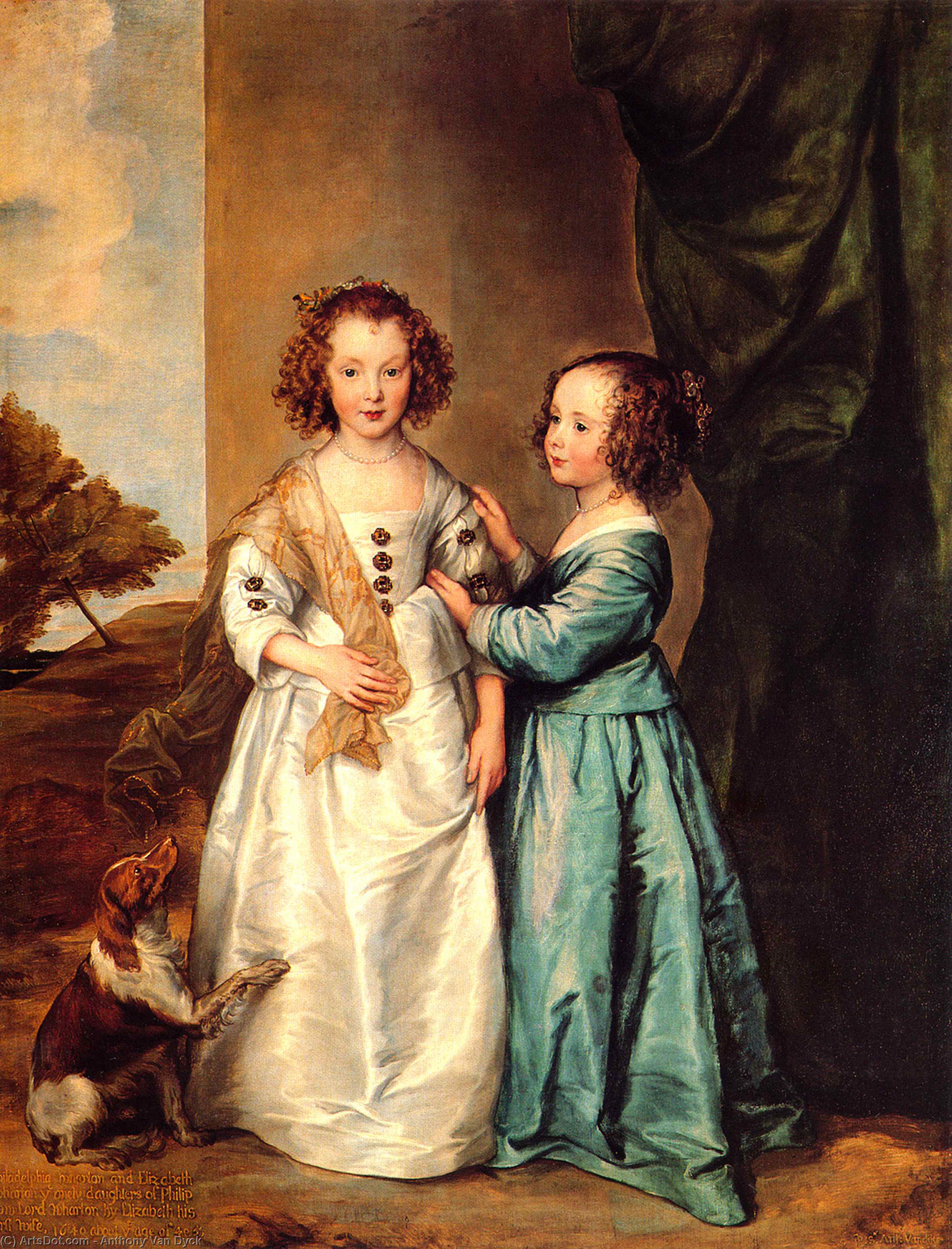 Order Paintings Reproductions Philadelphia and Elizabeth Wharton by Anthony Van Dyck (1599-1641, Belgium) | ArtsDot.com