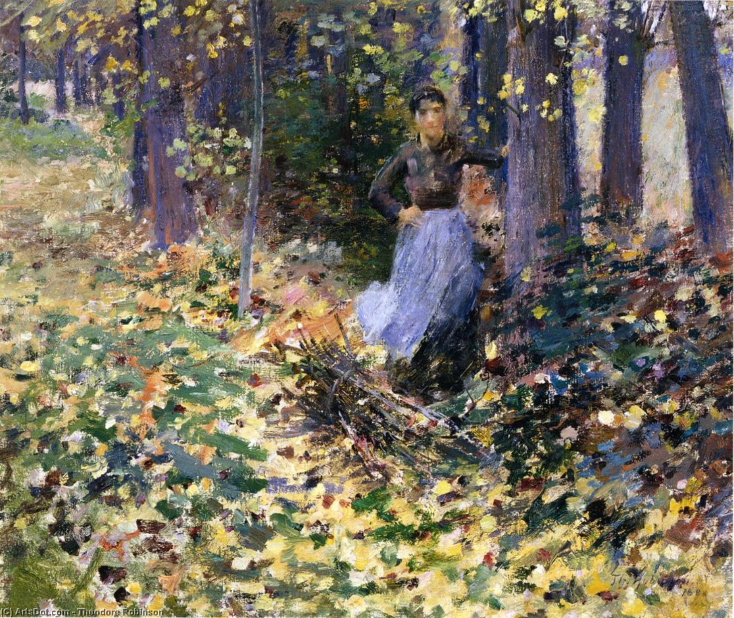 Order Oil Painting Replica Autumn Sunlight by Theodore Robinson (1852-1896, United States) | ArtsDot.com