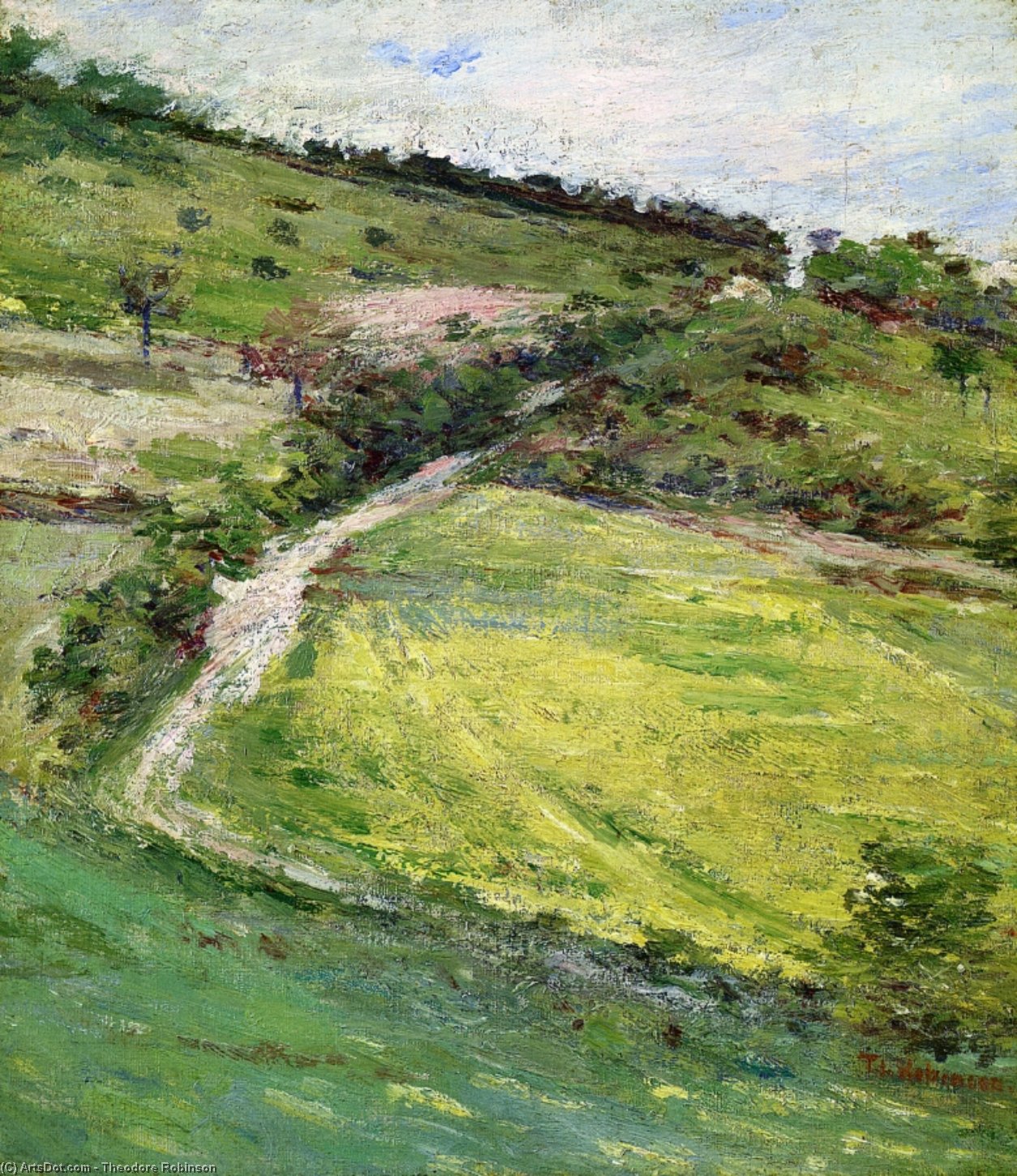 Buy Museum Art Reproductions Hillside in Giverny, France, 1891 by Theodore Robinson (1852-1896, United States) | ArtsDot.com
