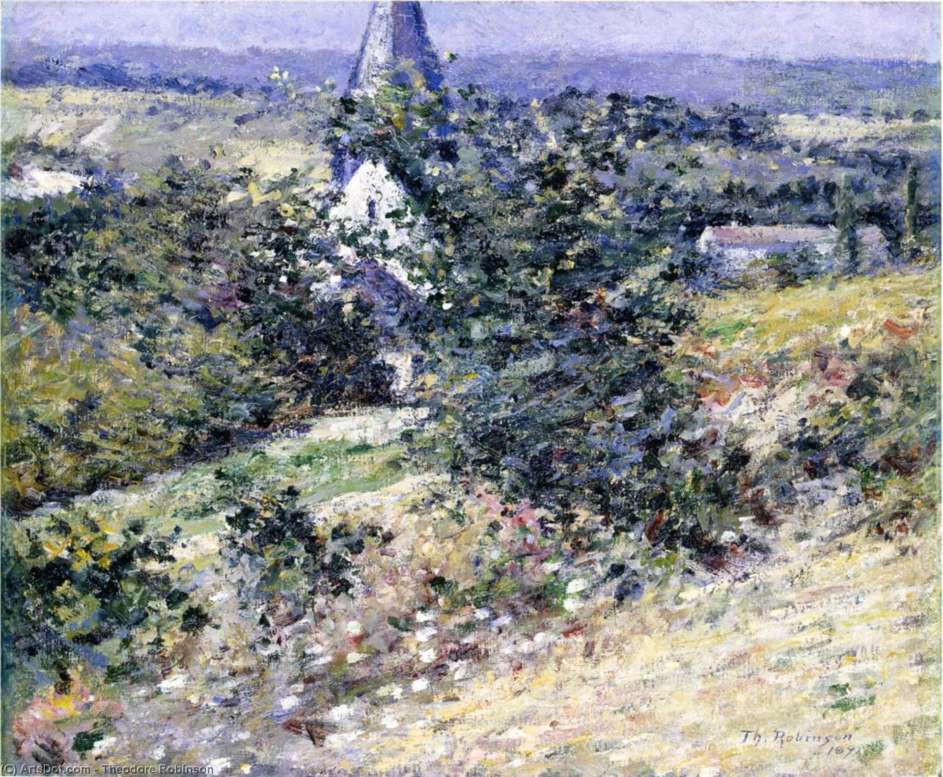Buy Museum Art Reproductions Old Church at Giverny, 1891 by Theodore Robinson (1852-1896, United States) | ArtsDot.com