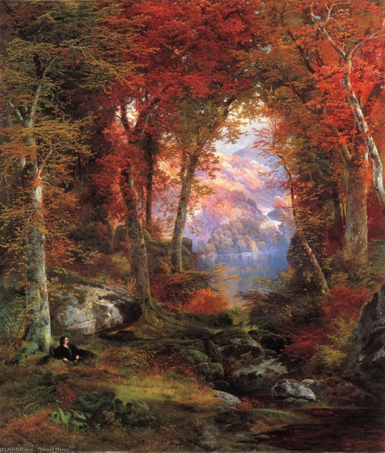 Order Paintings Reproductions The Autumnal Woods (aka Under the Trees) by Thomas Moran (1837-1926, United Kingdom) | ArtsDot.com