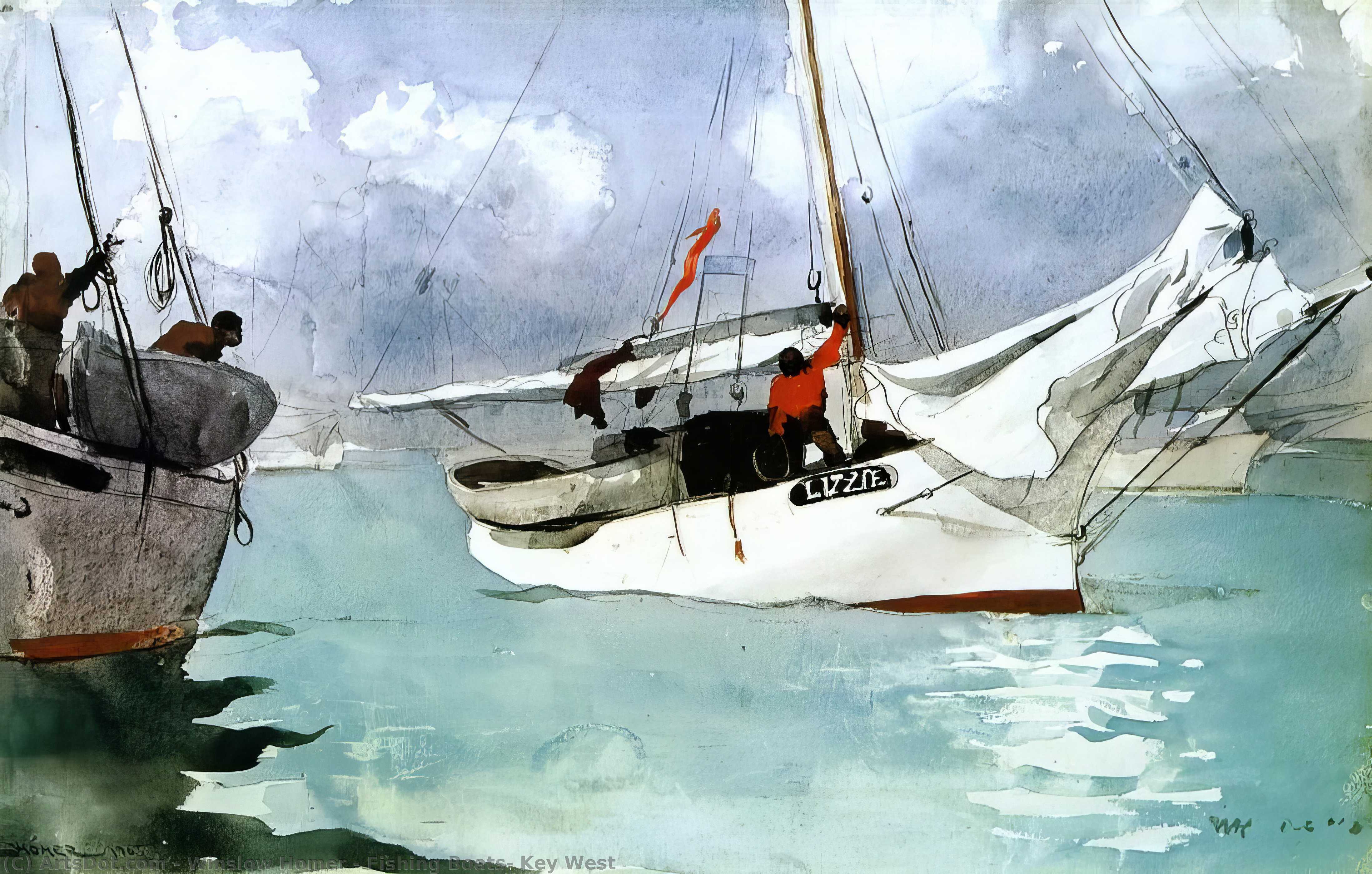Buy Museum Art Reproductions Fishing Boats, Key West, 1903 by Winslow Homer (1836-1910, United States) | ArtsDot.com