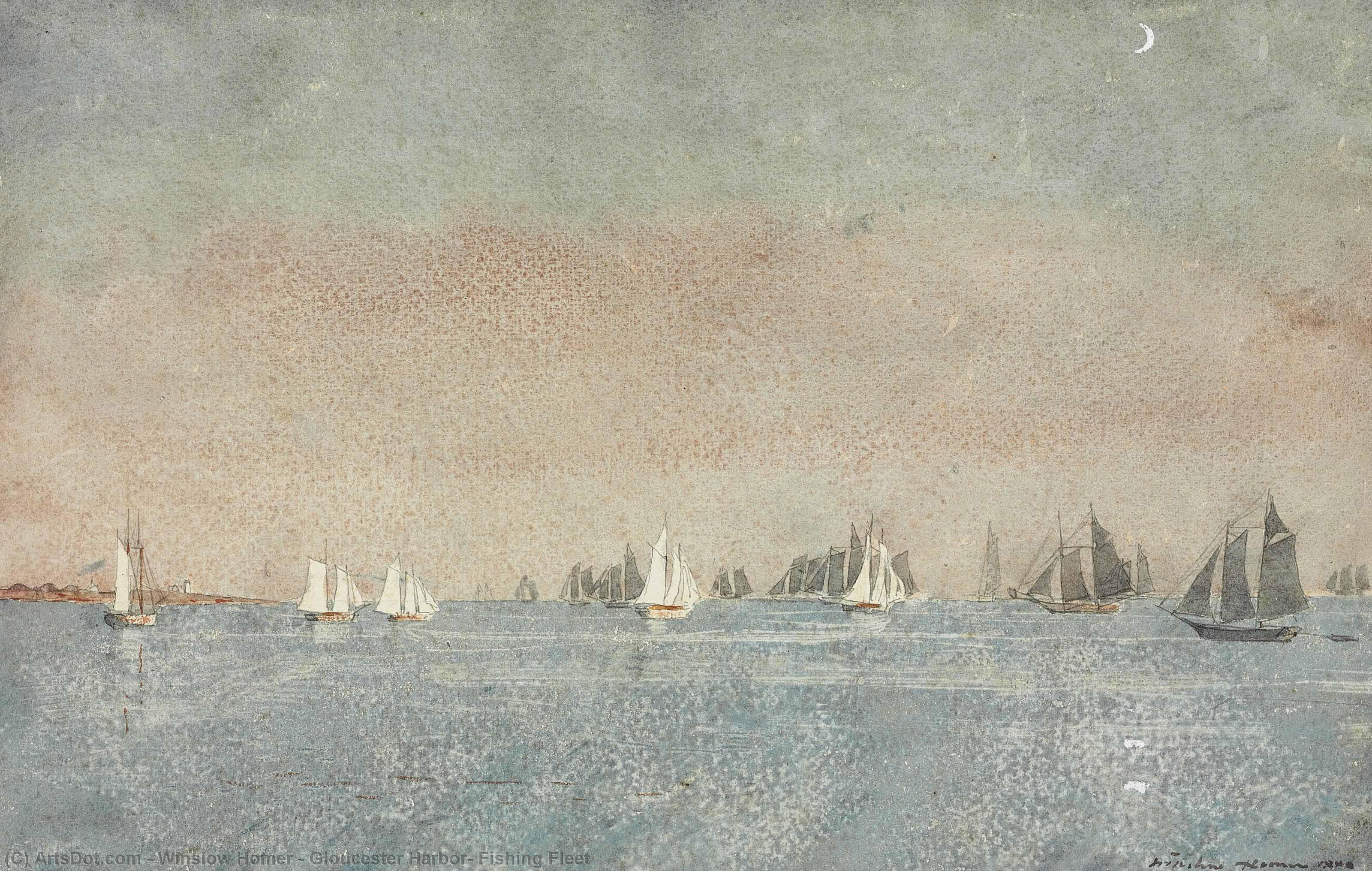 Buy Museum Art Reproductions Gloucester Harbor, Fishing Fleet, 1880 by Winslow Homer (1836-1910, United States) | ArtsDot.com