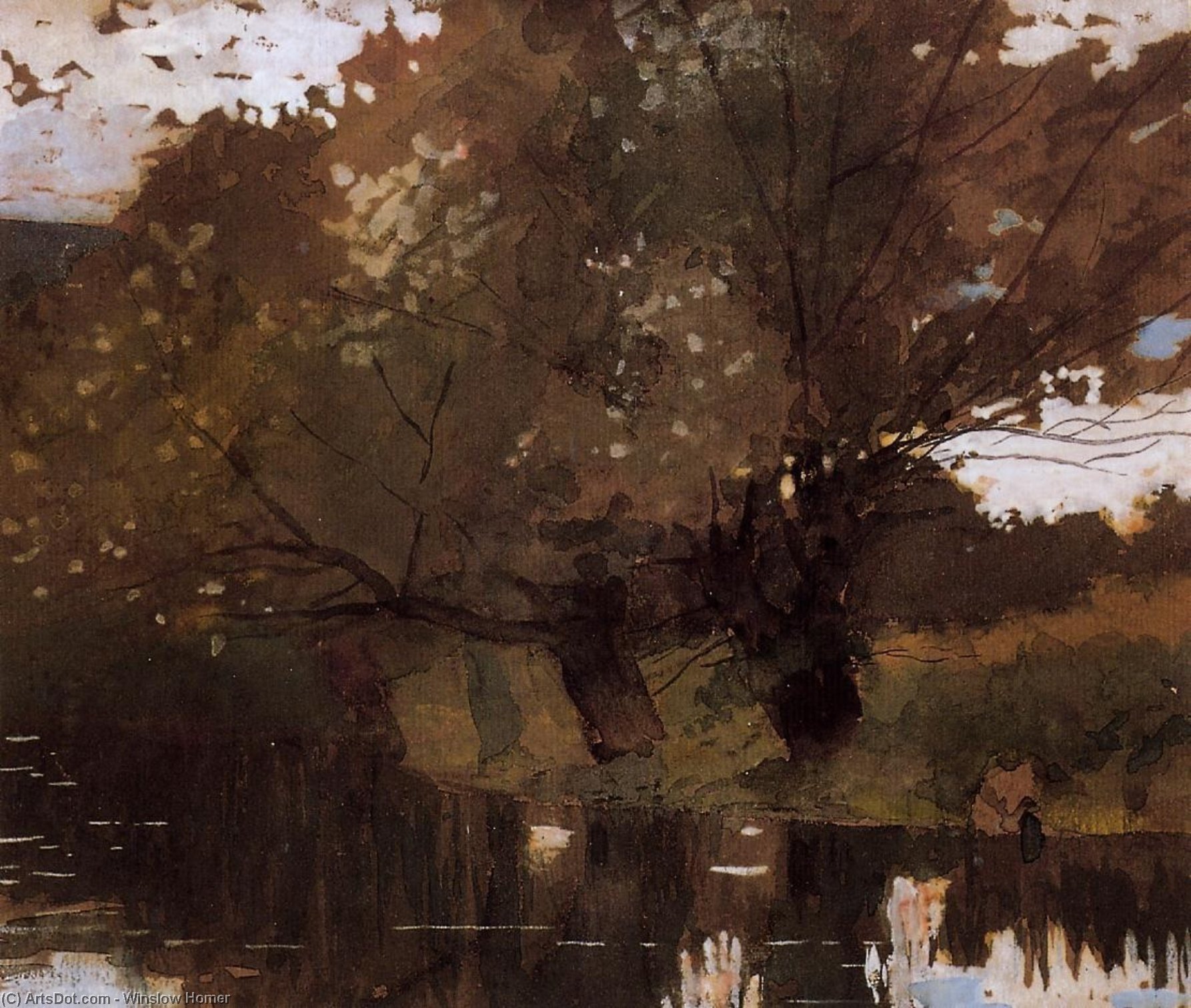 Order Paintings Reproductions Pond and Willows, Houghton Farm, 1878 by Winslow Homer (1836-1910, United States) | ArtsDot.com
