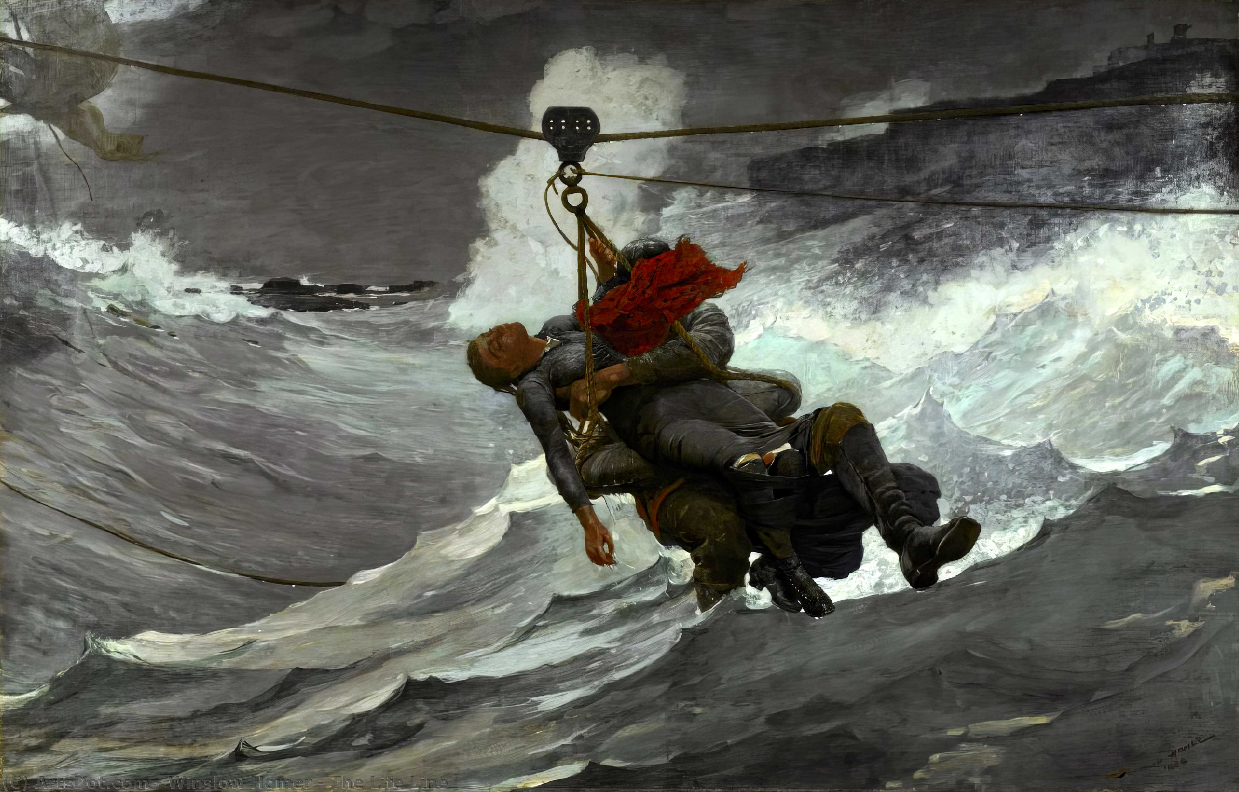 順序 絵画のコピー ライフライン, 1884 バイ Winslow Homer (1836-1910, United States) | ArtsDot.com