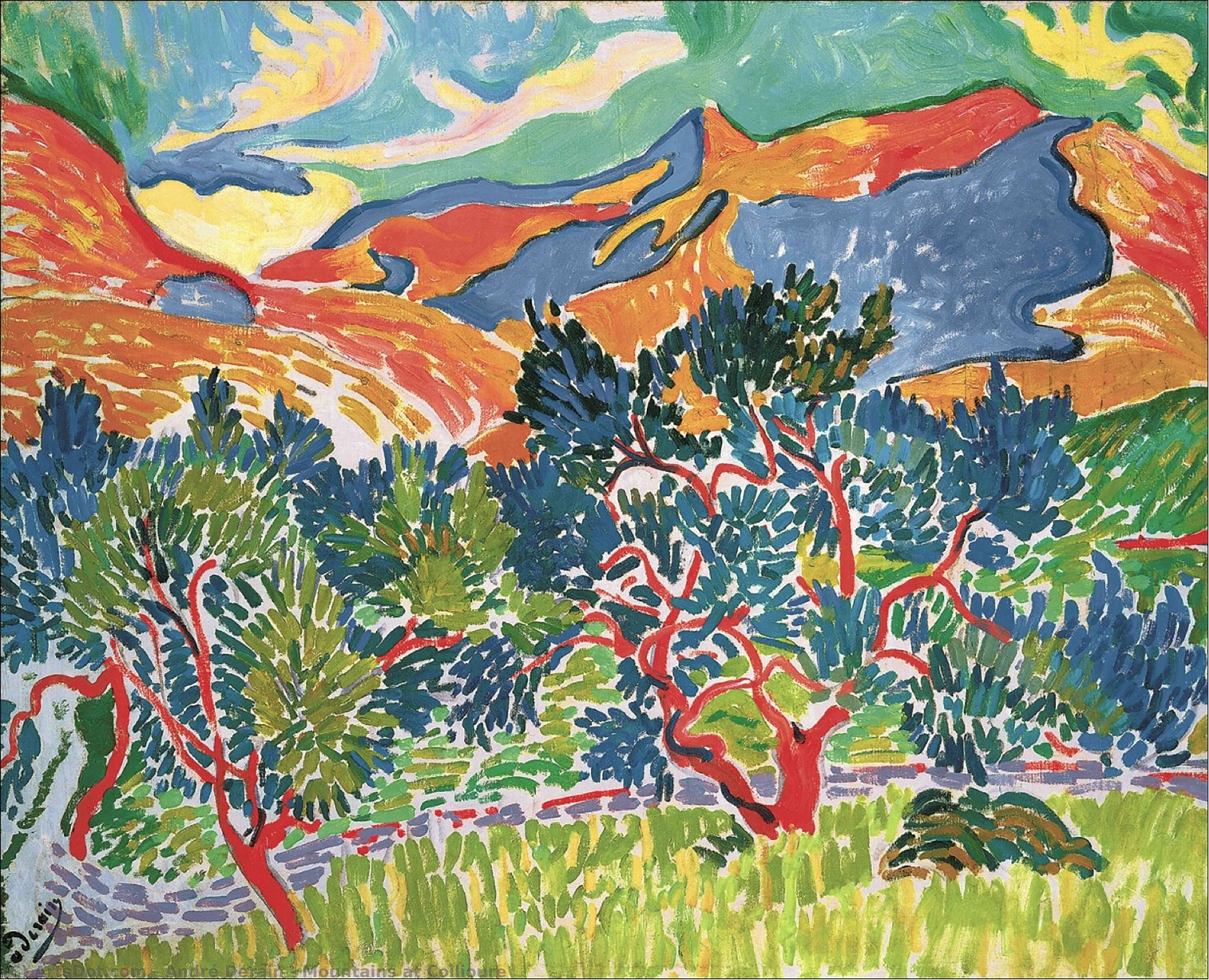 Order Art Reproductions Mountains at Collioure by André Derain (Inspired By) (1880-1954, France) | ArtsDot.com