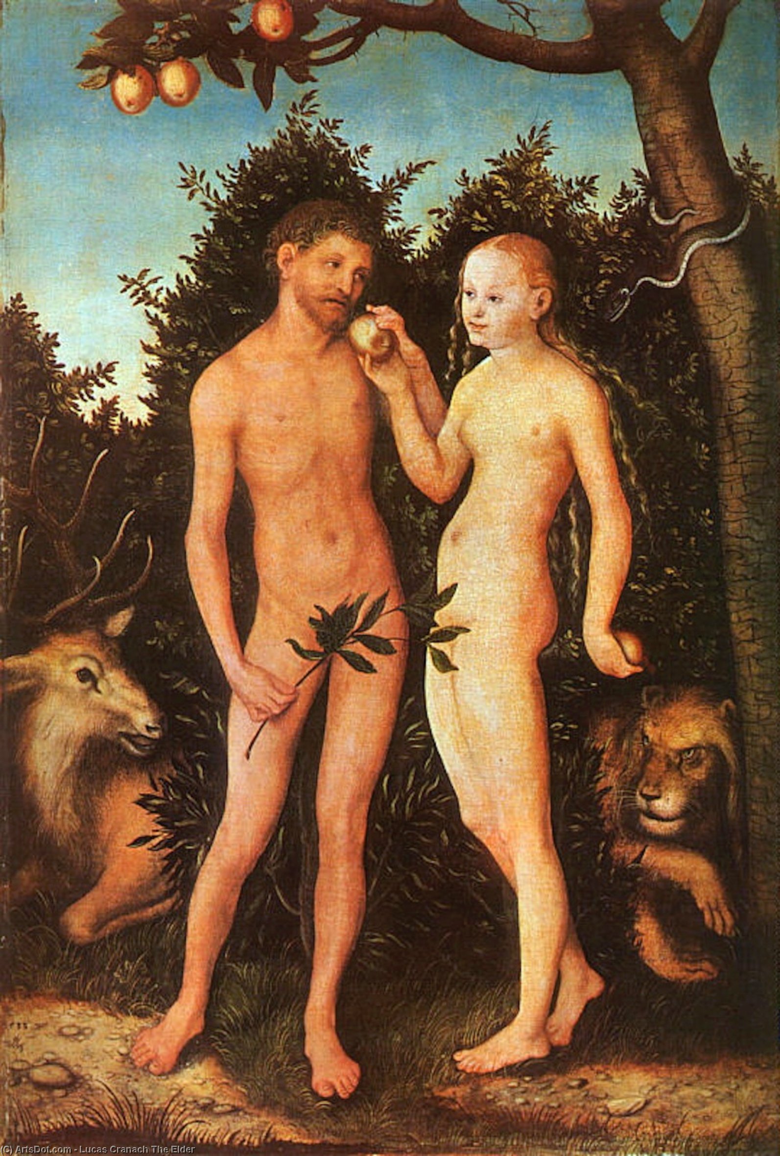 Order Oil Painting Replica Adam and Eve, 1531 by Lucas Cranach The Elder (1472-1553, Germany) | ArtsDot.com