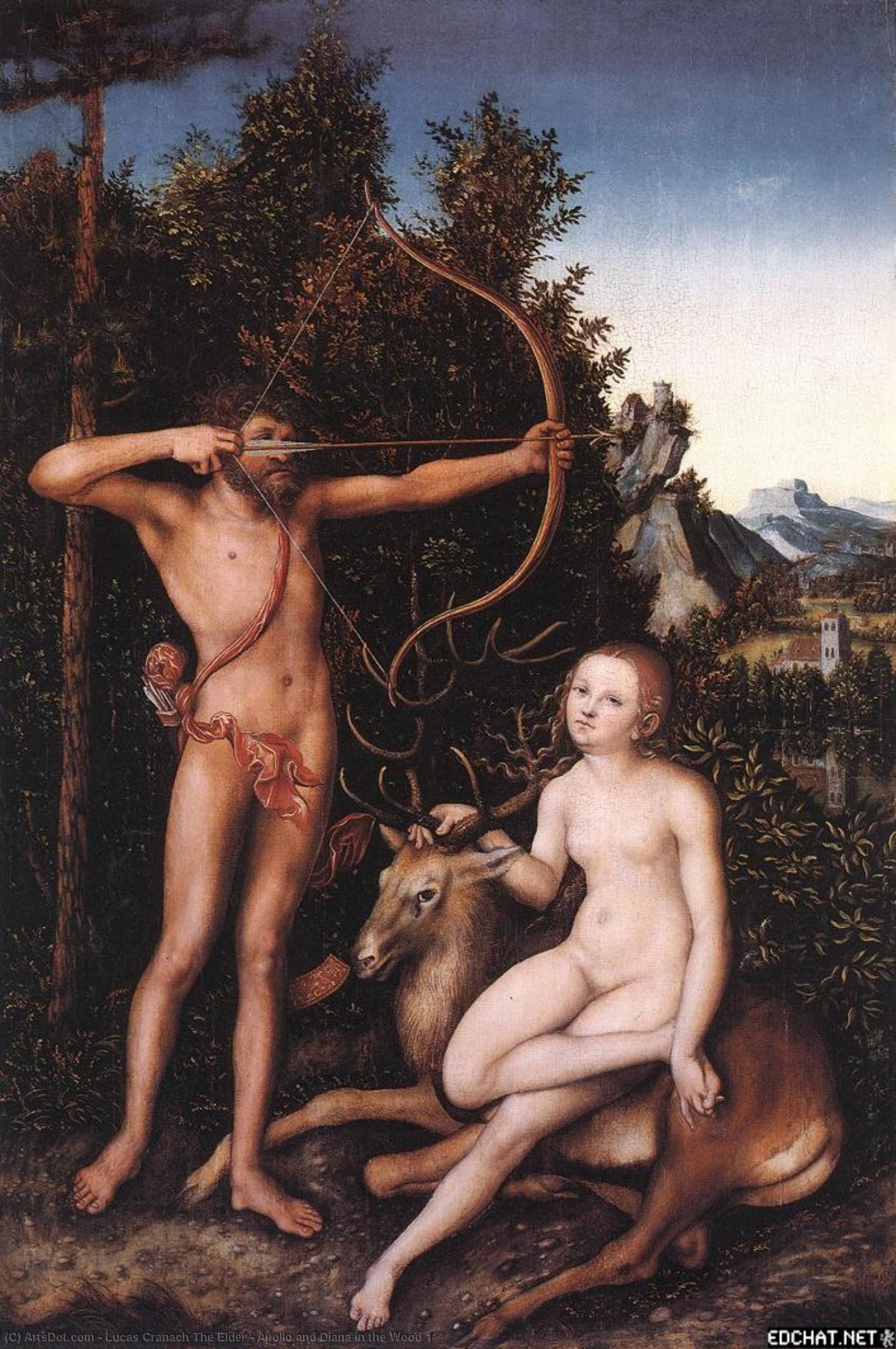 Order Paintings Reproductions Apollo and Diana in the Wood 1 by Lucas Cranach The Elder (1472-1553, Germany) | ArtsDot.com